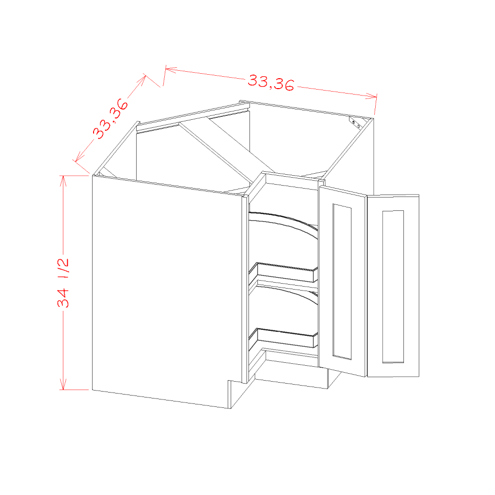 Oxford White 33" x 34.5" Lazy Susan Base Corner Cabinet (LSB33)