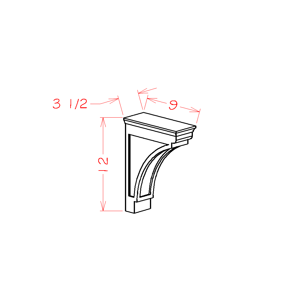 Shaker Unfinished 3.5" x 12" Modern Corbel (MCB)