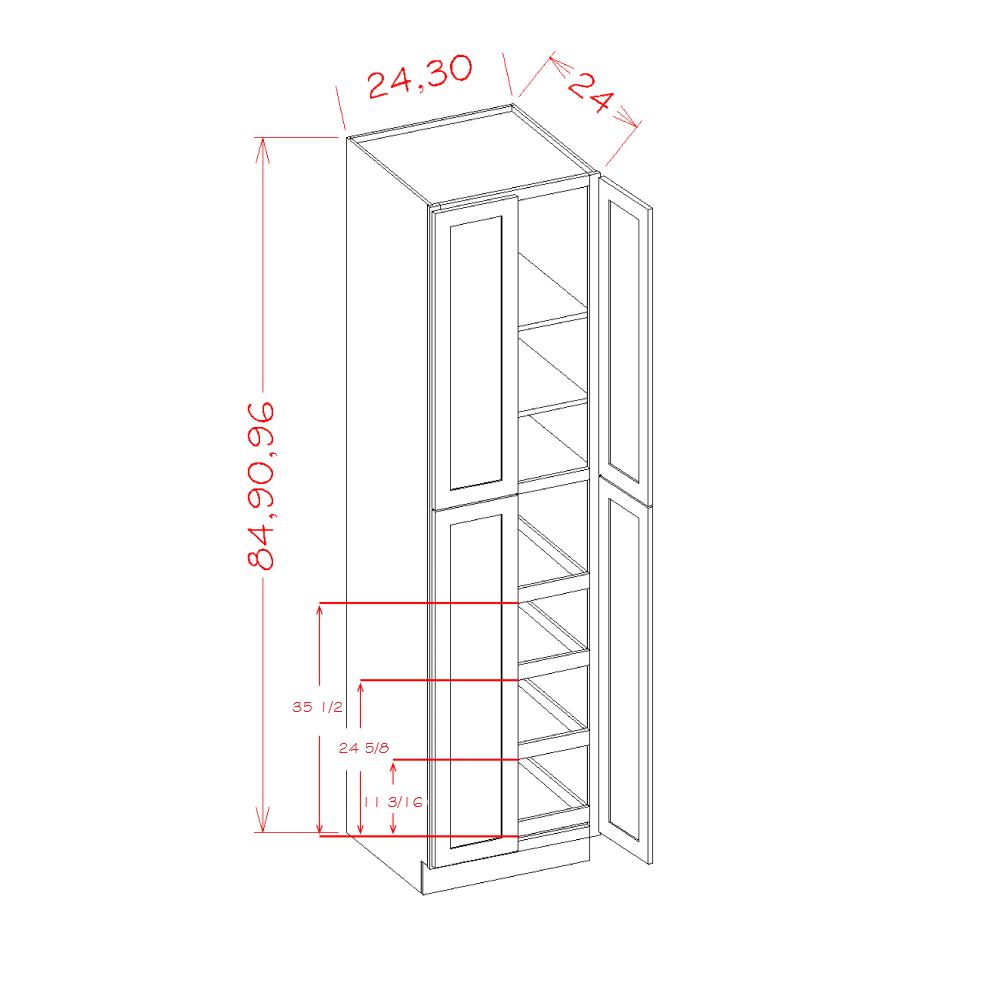 Oxford Cashmere 24" Deep Utility Rollout Shelf Cabinet