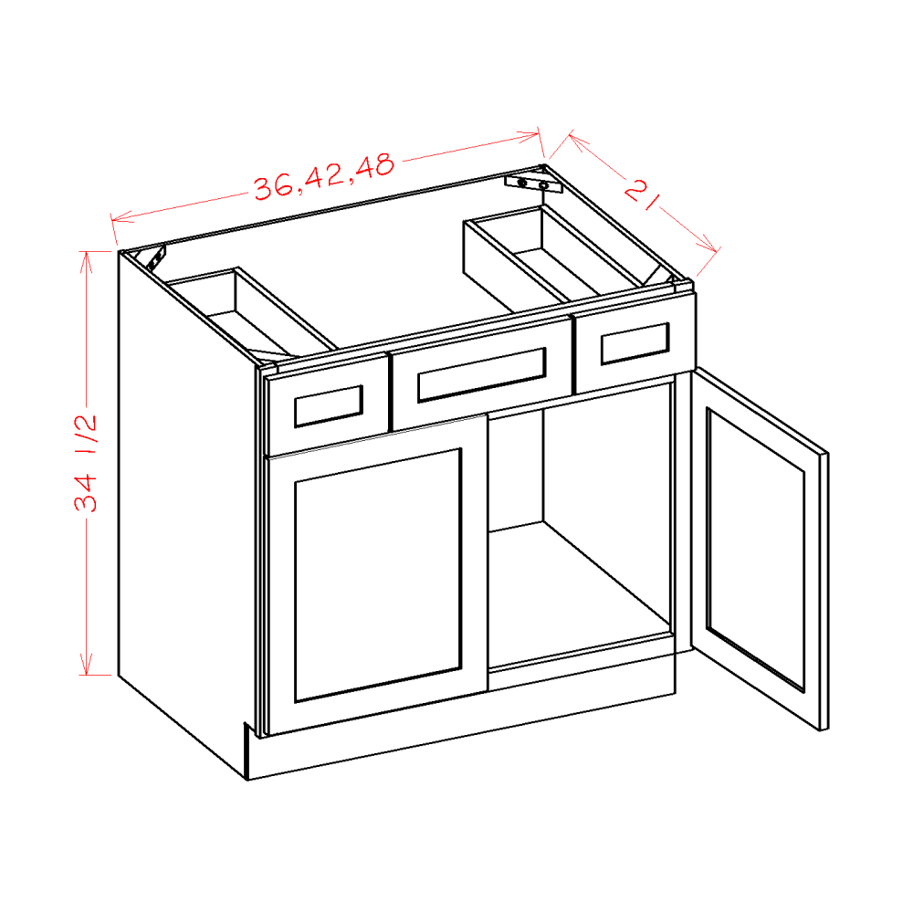 Shaker Essence Oak Vanity Combo Base Cabinet