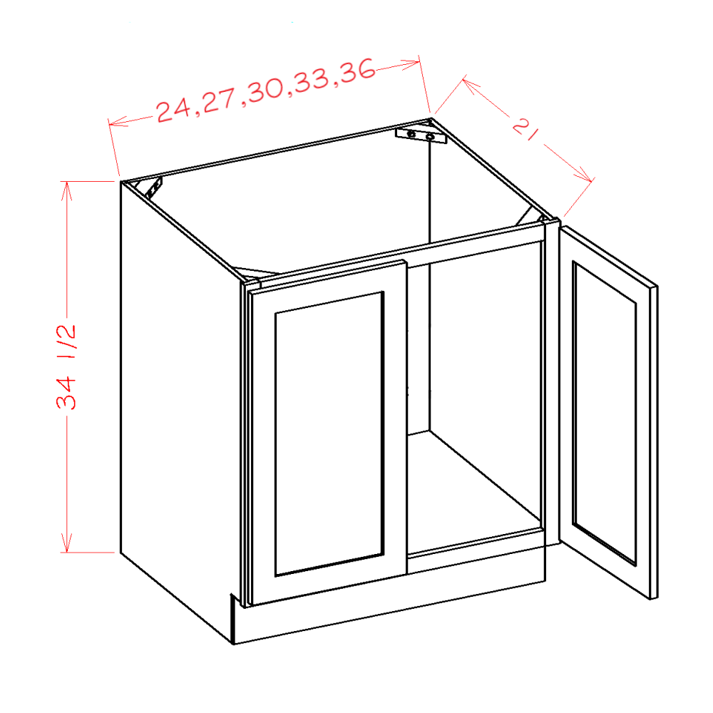 Shaker Unfinished Vanity Full Height Door Sink Base Cabinet