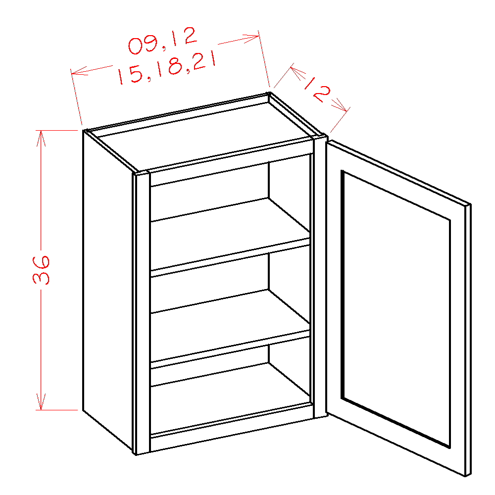 Shaker Cinder 21" x 36" Wall Cabinet (W2136)
