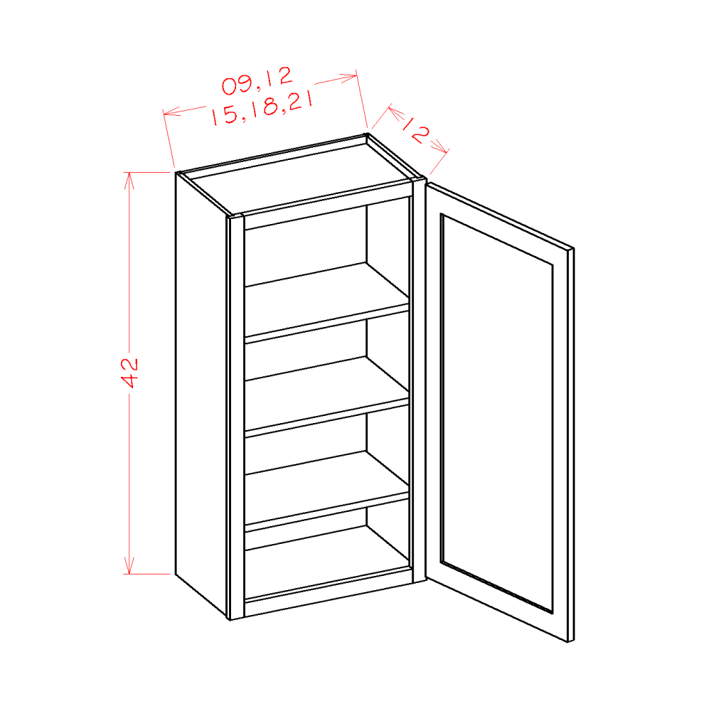 Shaker Cinder 12" x 42" Wall Cabinet (W1242)