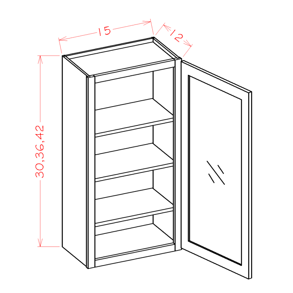 Shaker Honey Single Glass-Door Wall Cabinet