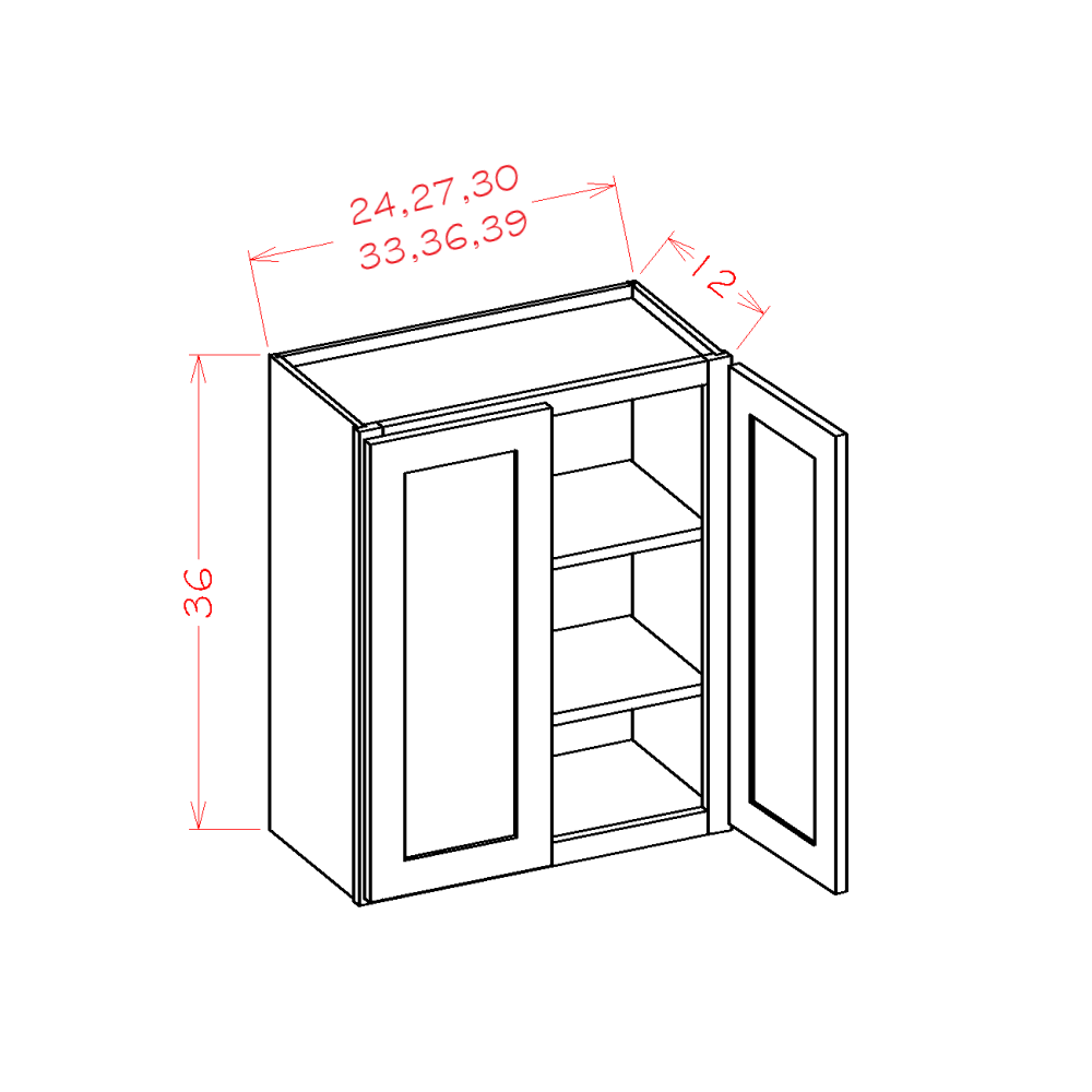 Shaker Cinder 39" x 36" Wall Cabinet (W3936)
