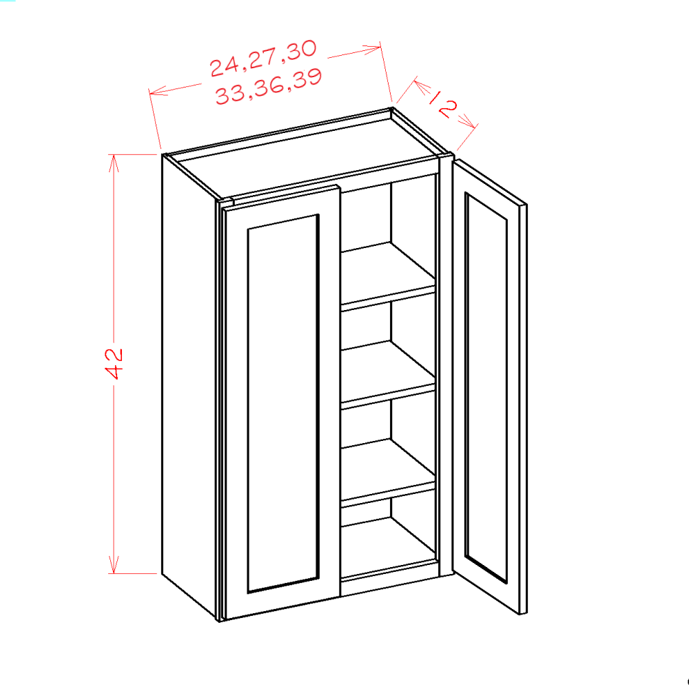 Oxford White 33" x 42" Wall Cabinet (W3342)