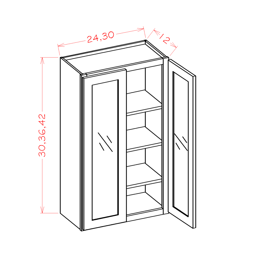 Shaker Honey Double Glass-Door Wall Cabinet
