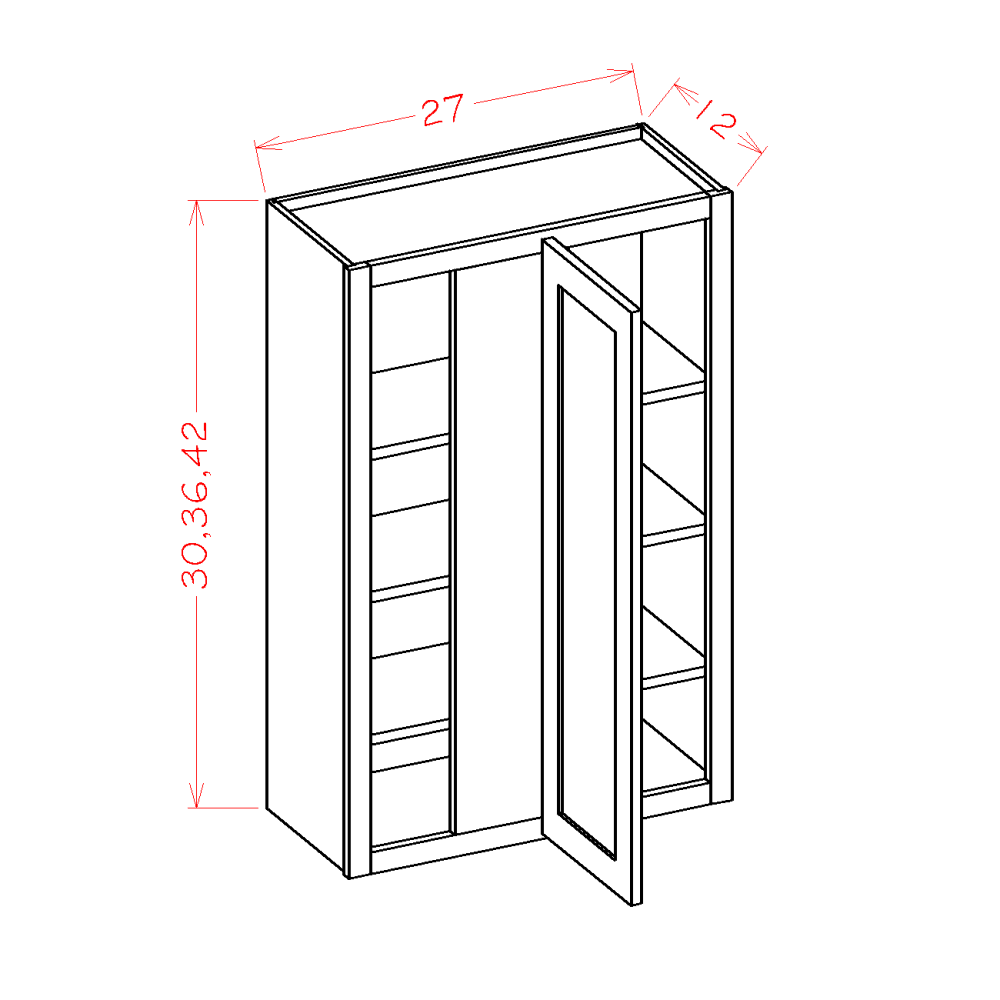 Shaker Essence Oak 27" x 42" Wall Blind Corner Cabinet (WBC2742)