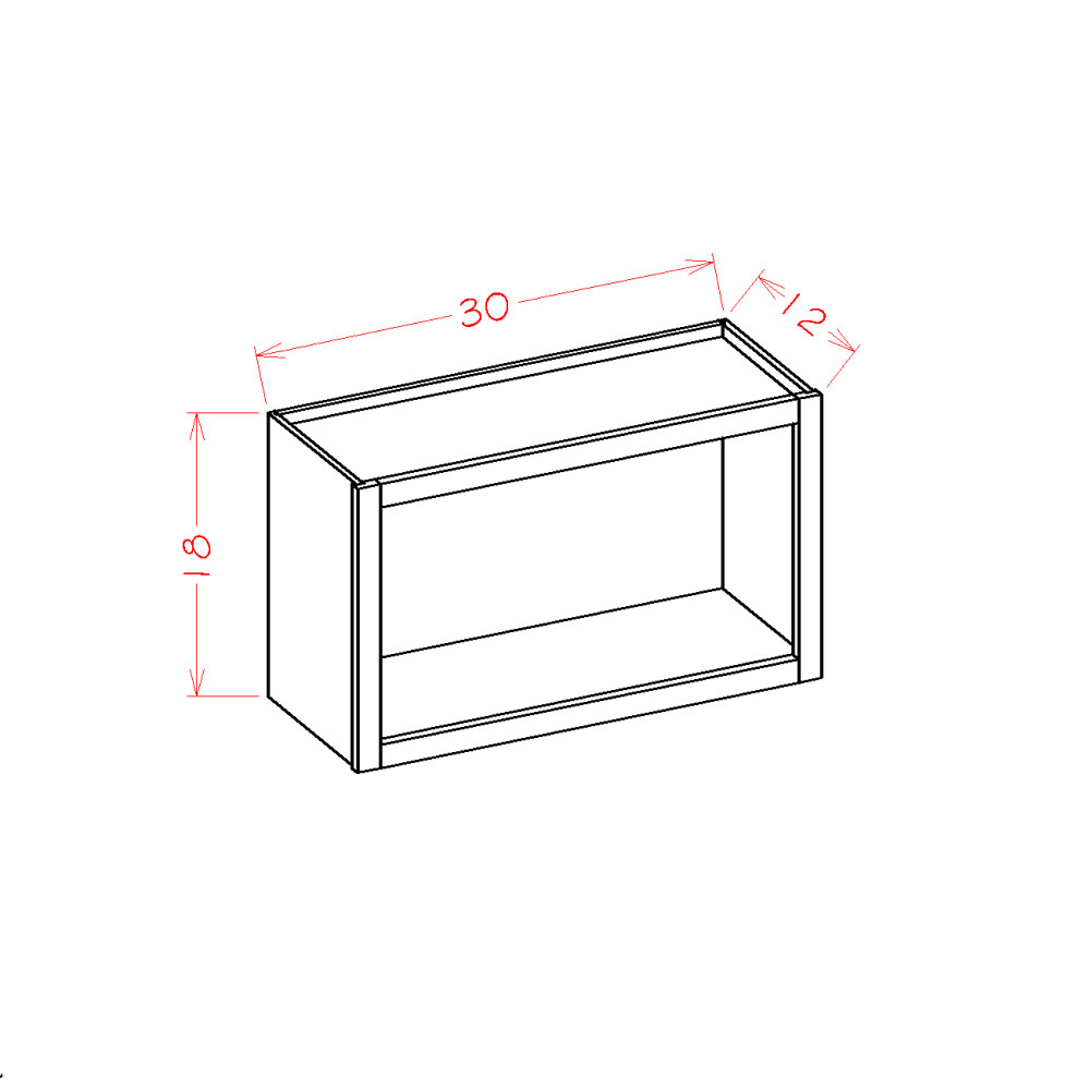 Shaker Unfinished 30" x 18" Wall Open Cabinet (WOC3018)