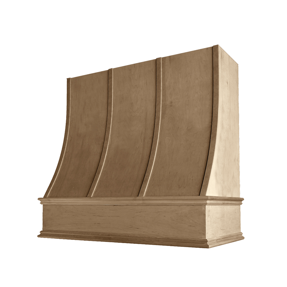Charlotte Curved Classic Moulding Strapped Wood Hood 42W x 36H