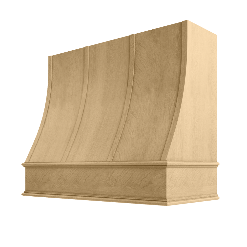 Charlotte Curved Classic Moulding Strapped Wood Hood 30W x 48H
