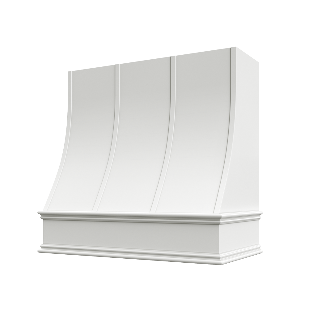 Charlotte Curved Classic Moulding Strapped Wood Hood 36W x 48H