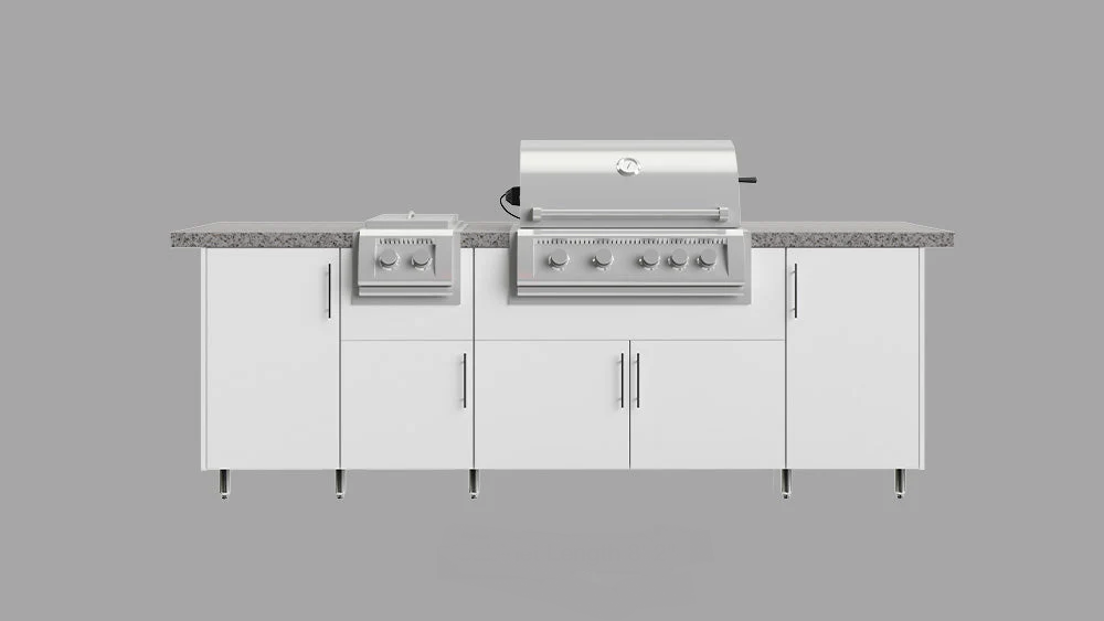 Outdoor Kitchen Island – 8ft – Grill + Side Burner Package 1