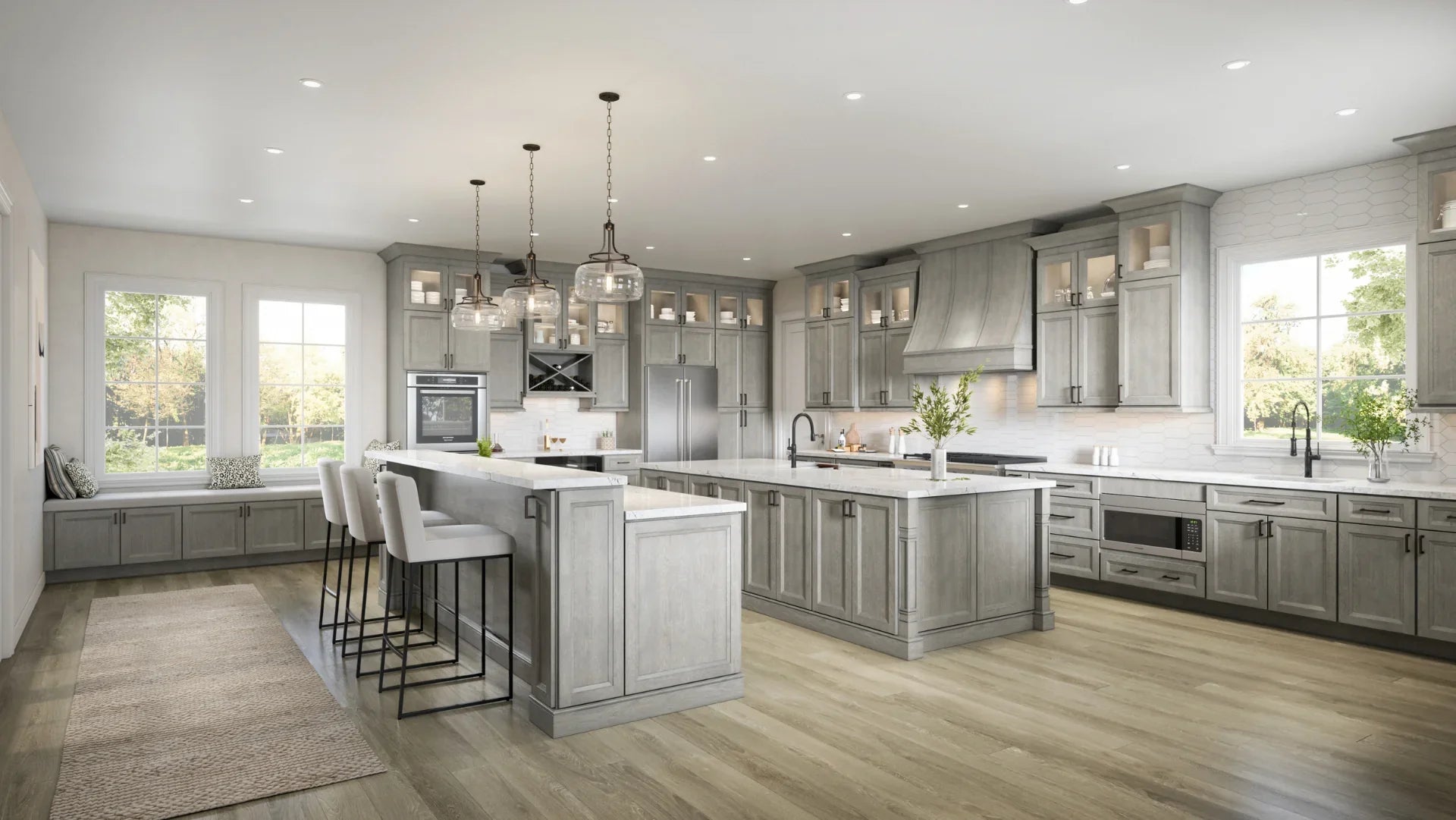 Oxford Mist Full Height Base Cabinet with 3 Roll-Out Shelves