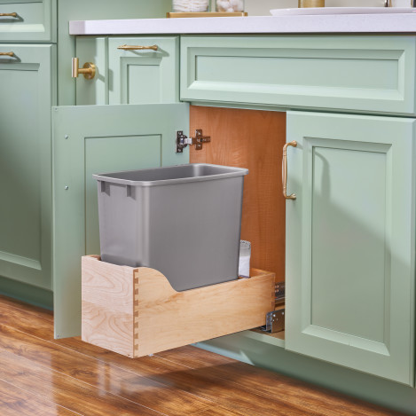 Vanity Cabinet Wood Pullout Trash/Waste Container w/ Soft-Close - Fits a VS24 through 36