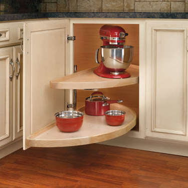 Lazy Susan Half-Moon Wood Two Shelf Blind Corner Pull-Out Note: Fits a BBC42 with a 12" Door Opening