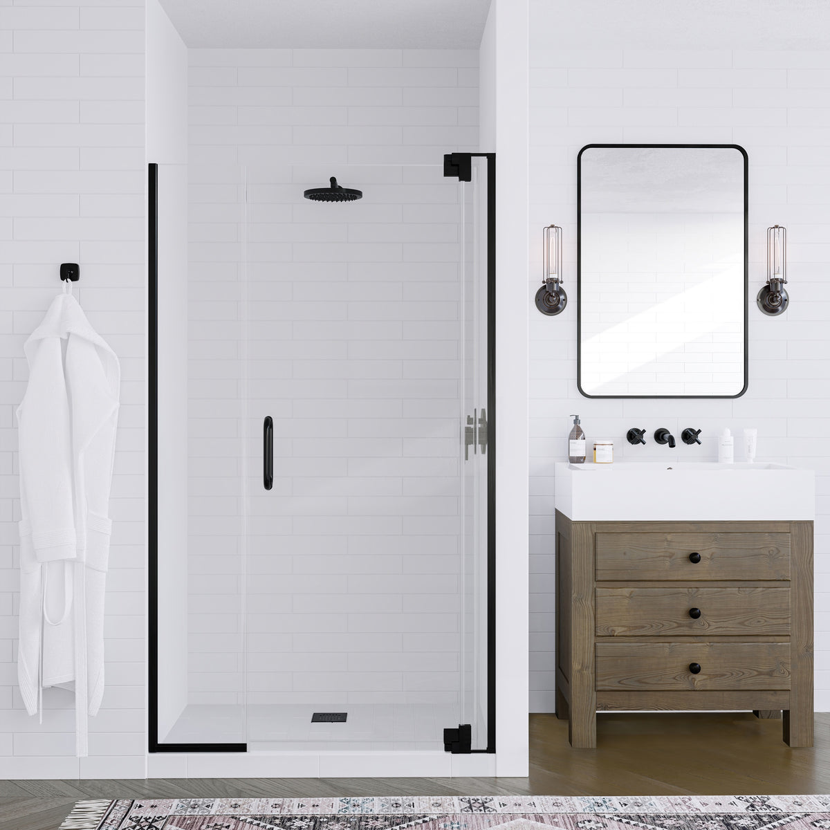 Seawin Flex X Duo Pivot and Inline Panel Shower Door installed view