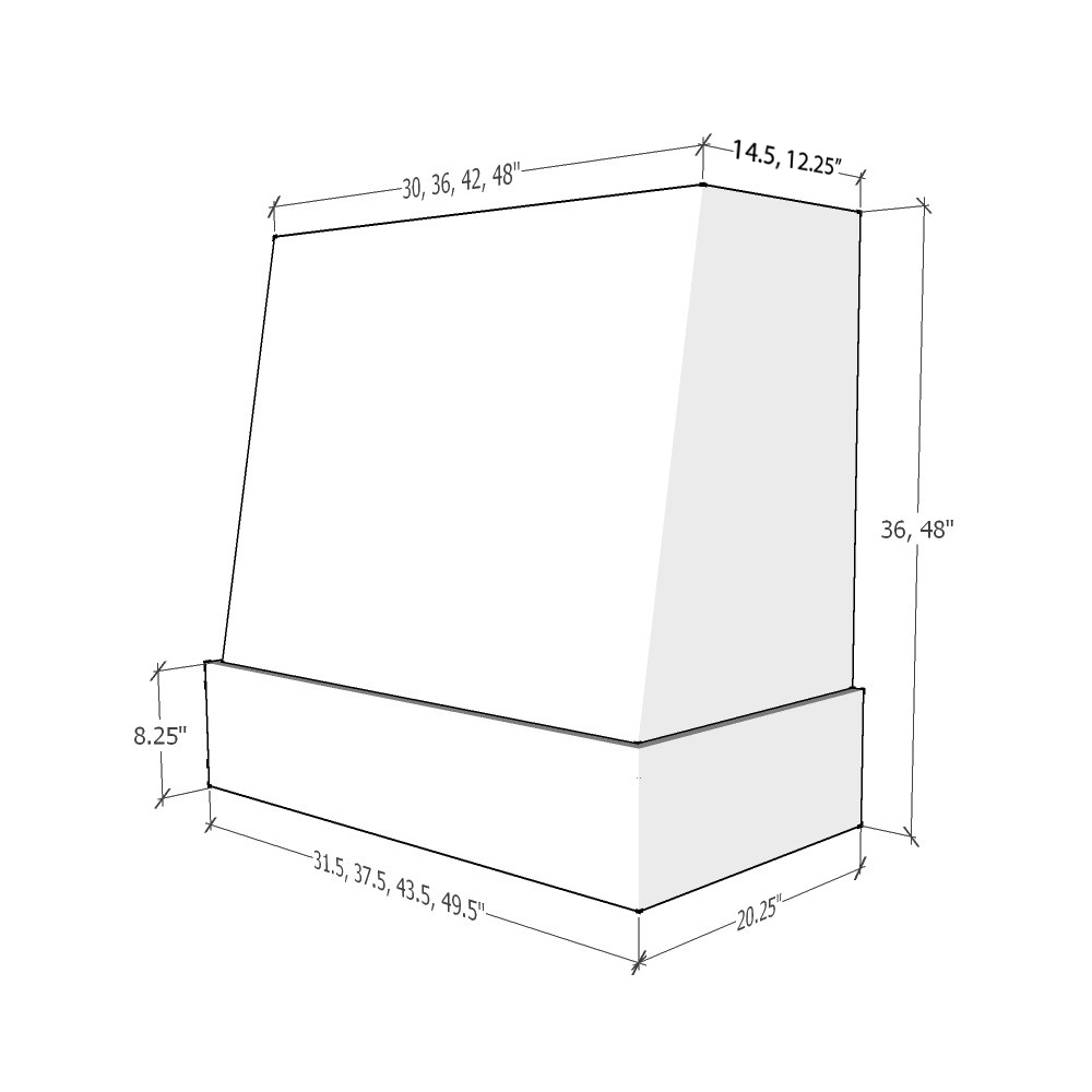 Wilmington Angled Walnut Stained Band Wood Hood