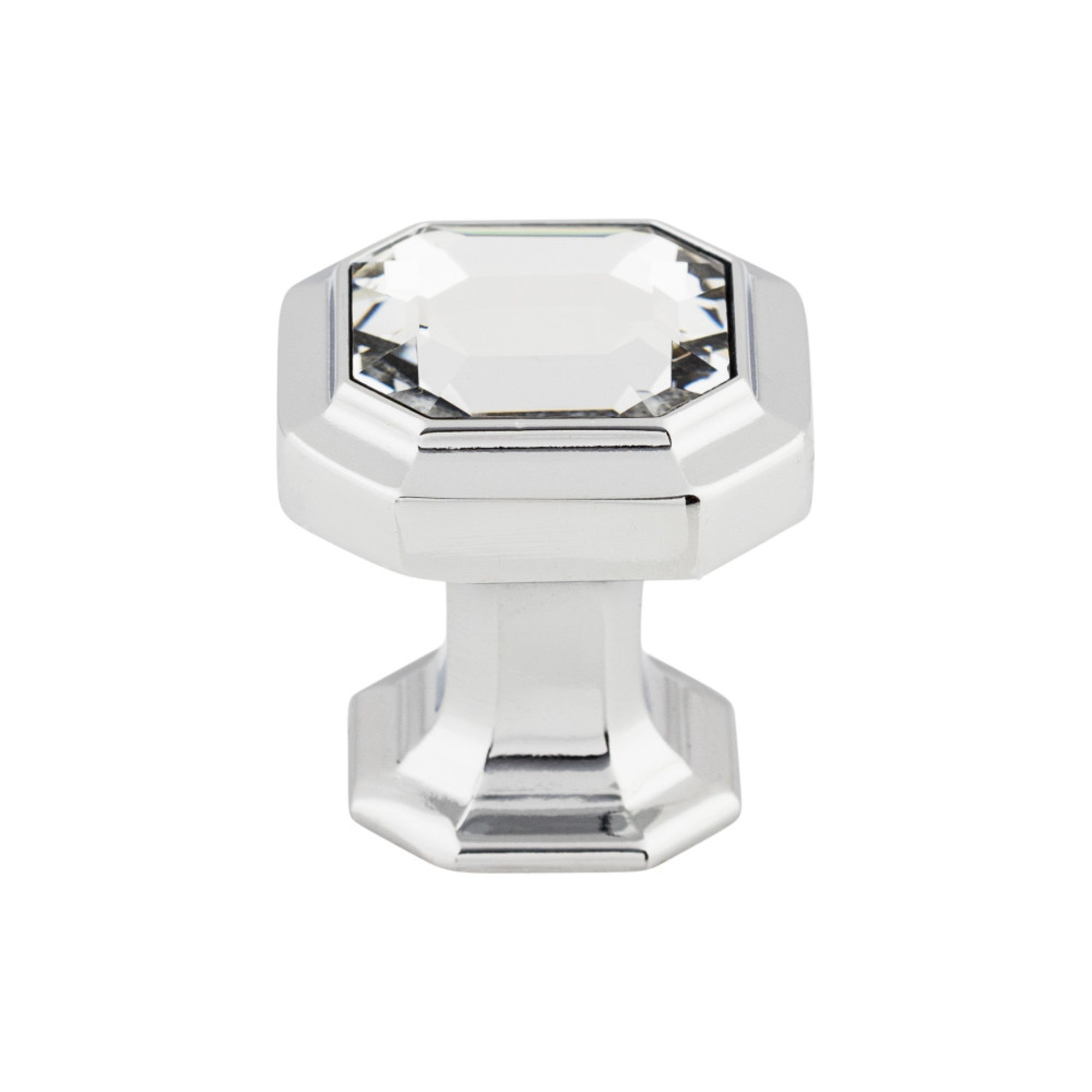 Crystal Emerald 1 1/8" Length Square Knob - Polished Chrome