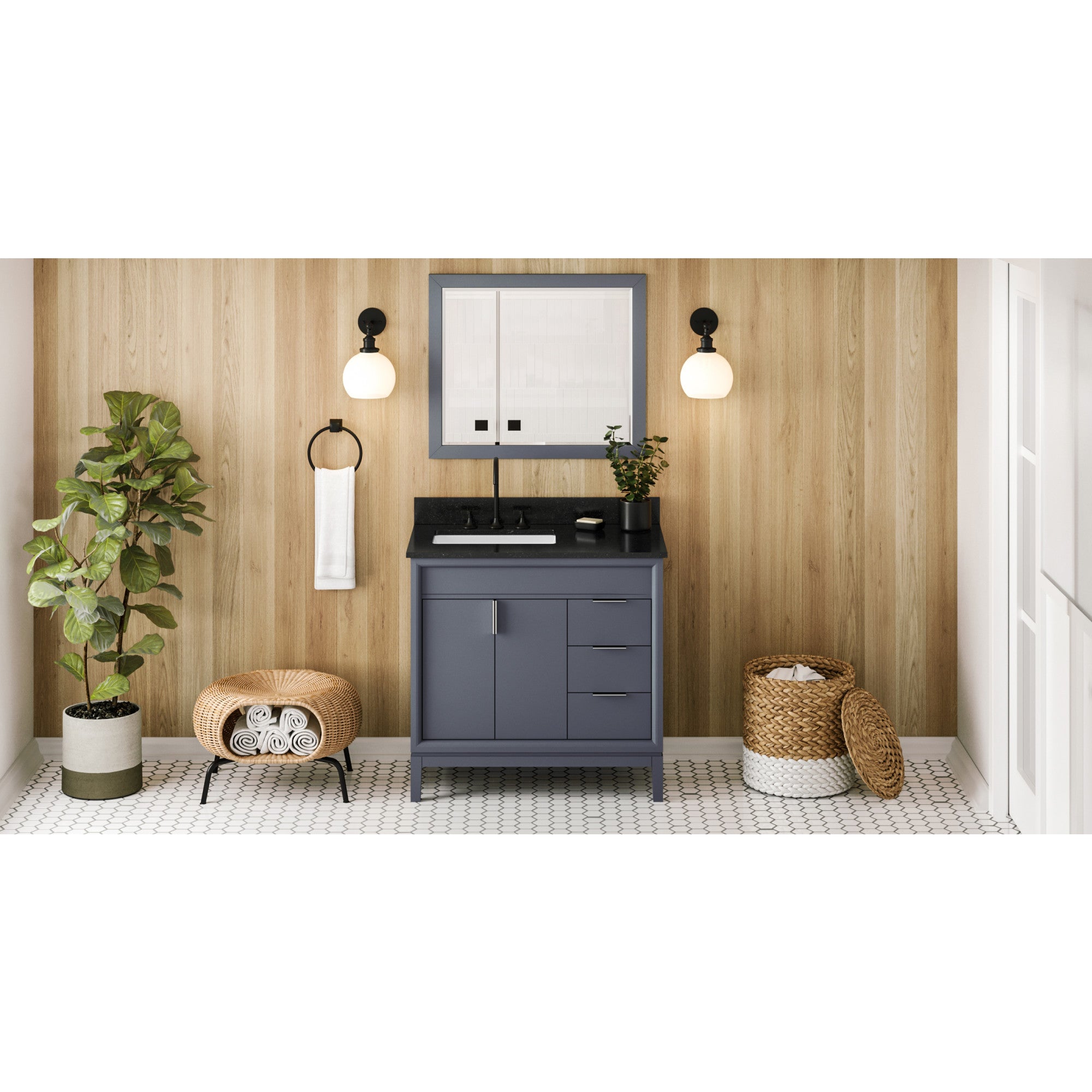 36" Theodora Vanity – Left Offset – Blue Steel