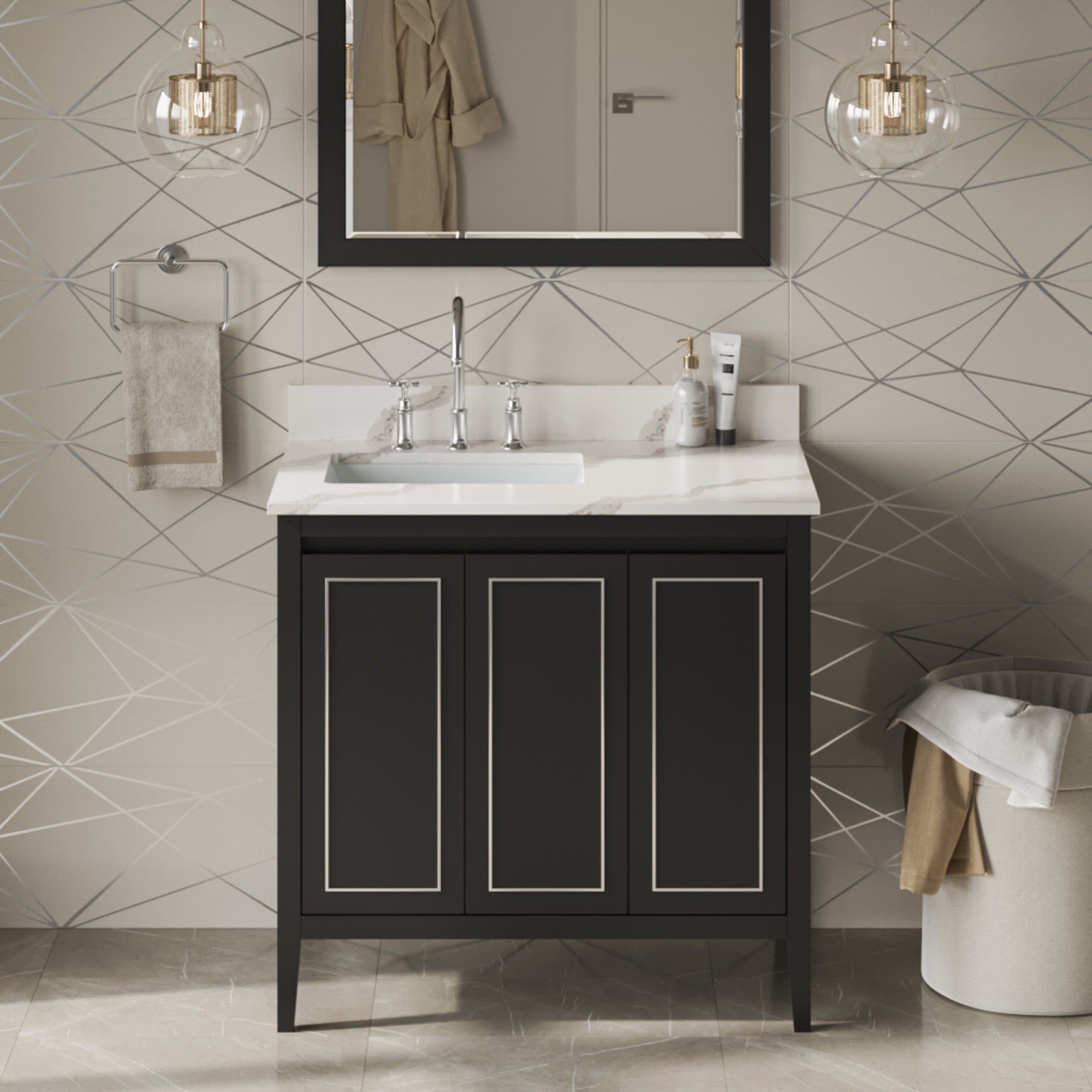 36" Percival Vanity – Left Offset – Black