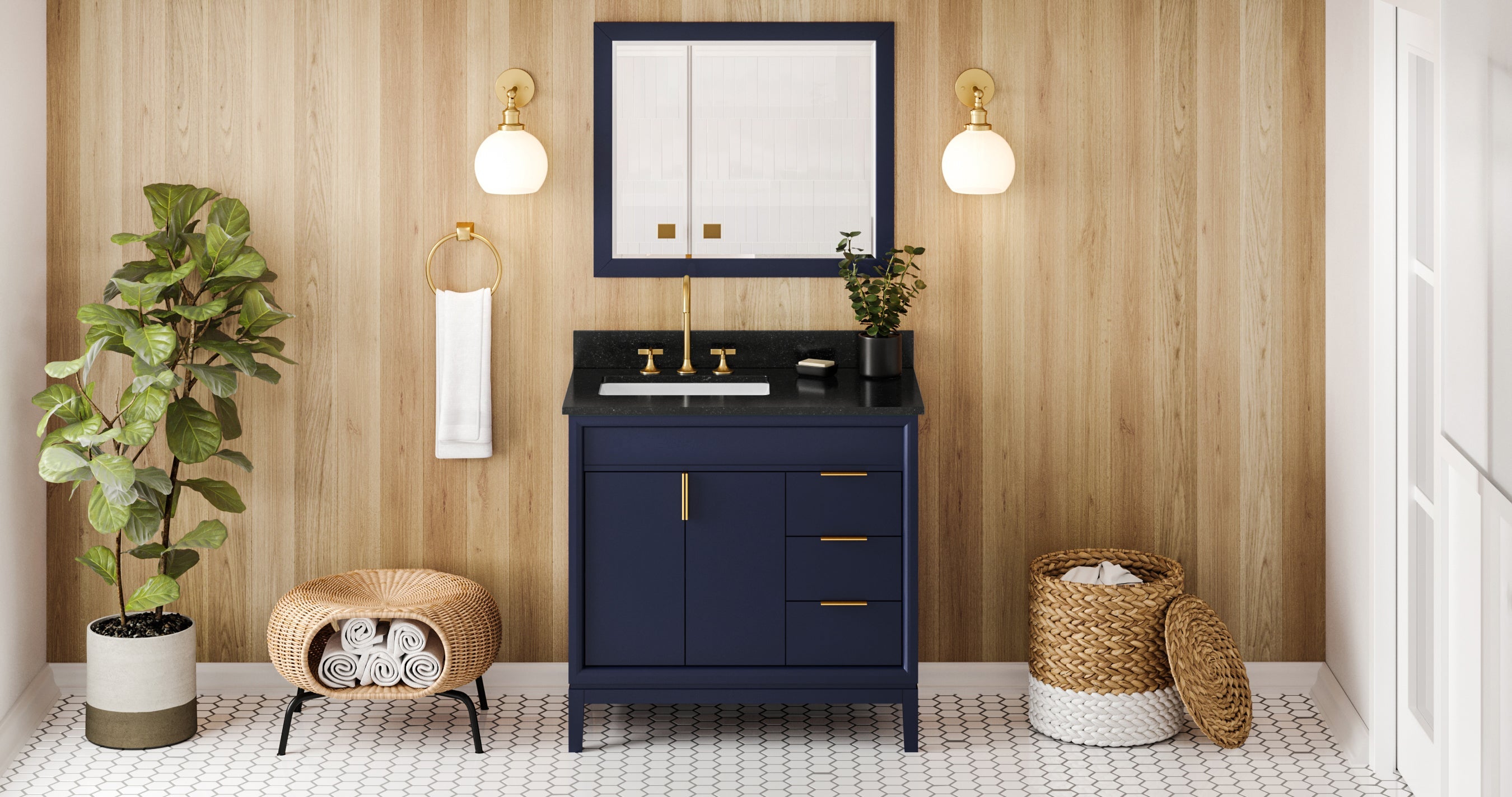 36" Theodora Vanity – Left Offset – Hale Blue