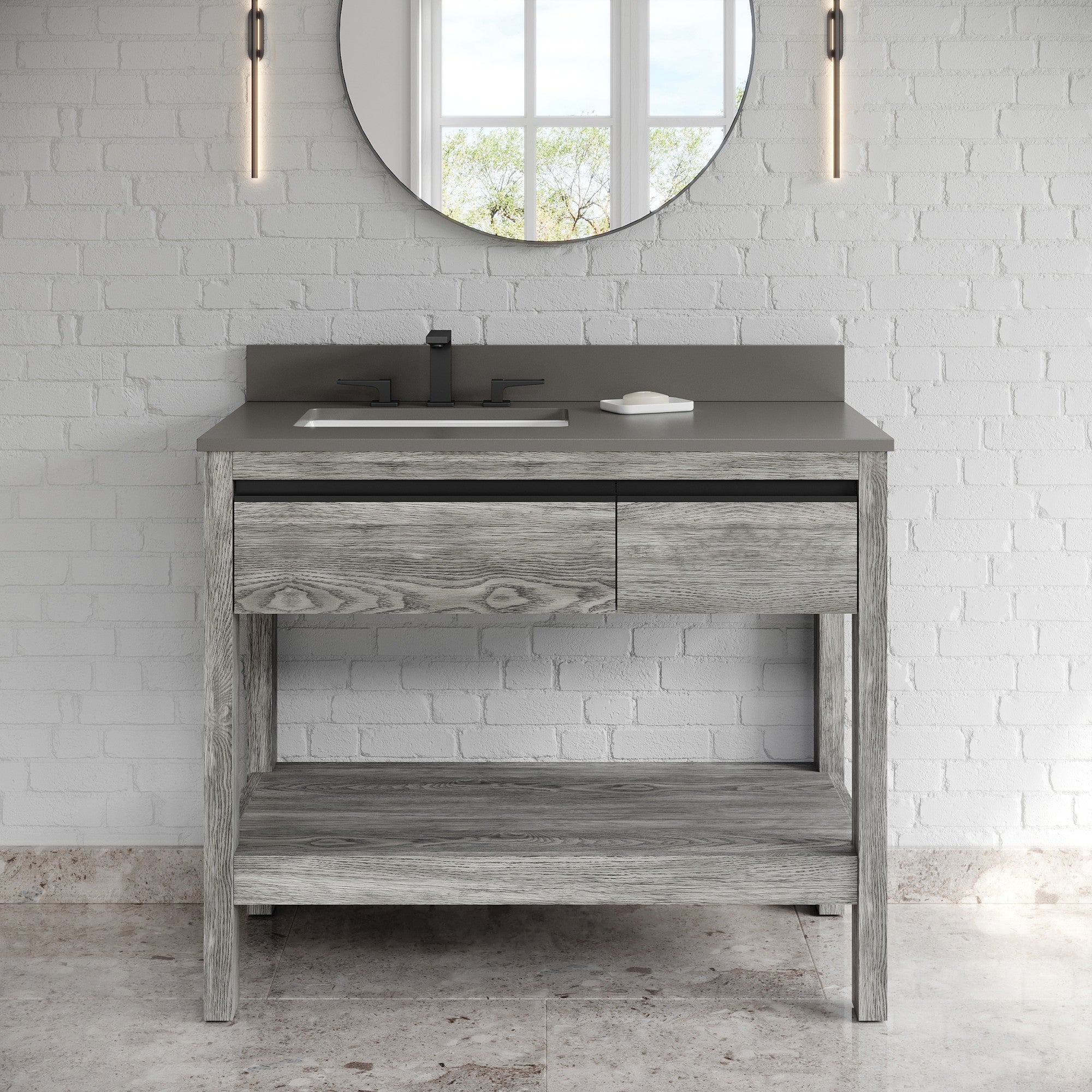 42" Jubilee Vanity – Left Offset – Weathered Grey