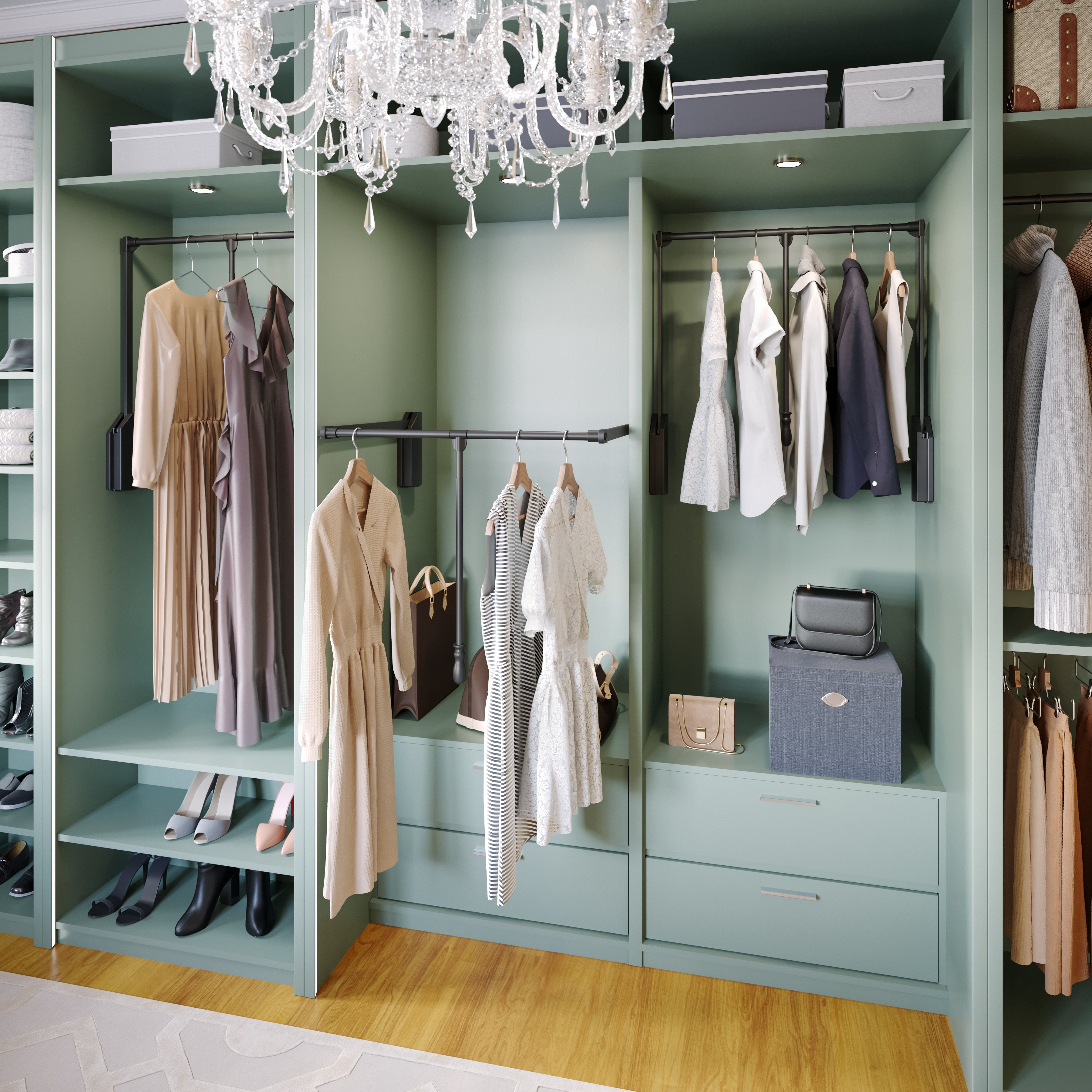 Black Soft-close Expandable Wardrobe Lift for 25-1/2" - 35" Openings