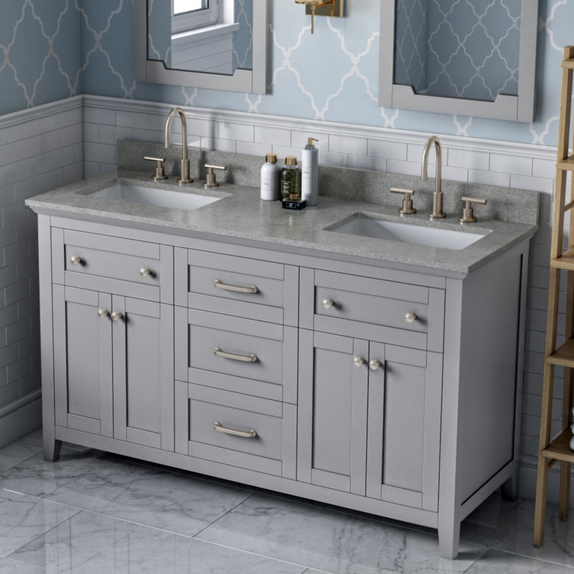 60" Chatham Vanity – Double Bowl – Grey