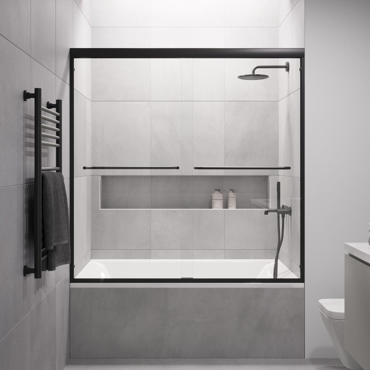 Seawin Atlas Bypass Sliding Bathtub Door installed view