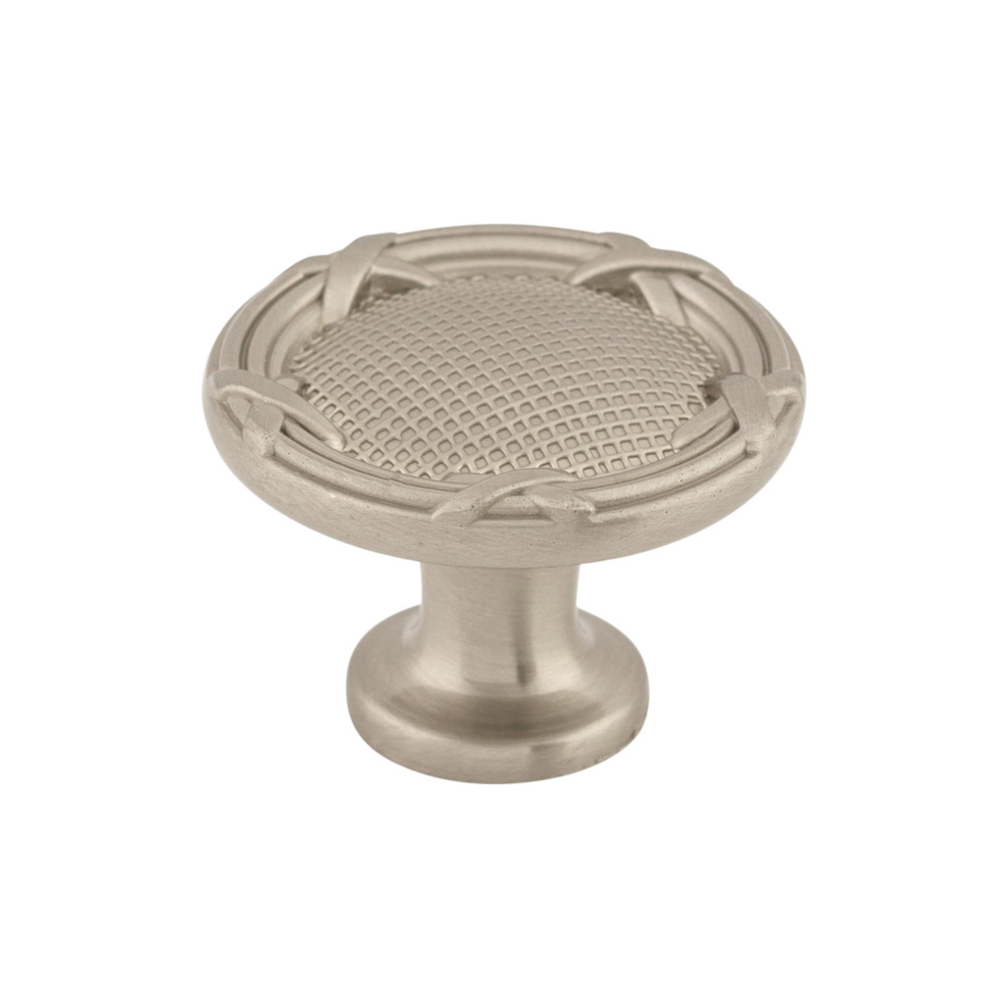 Ribbon & Reed Round Knob - Brushed Satin Nickel