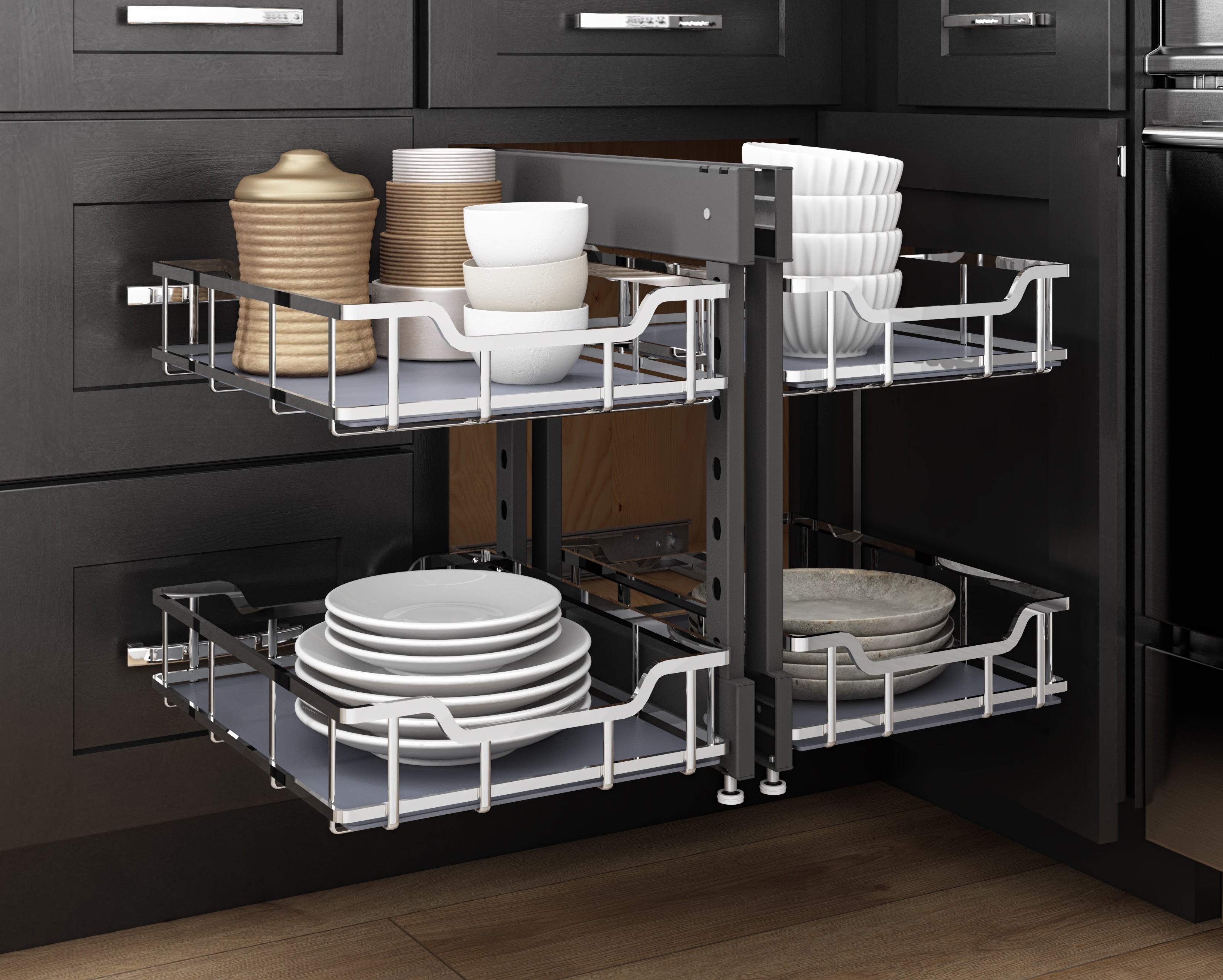 15" Polished Chrome STORAGE WITH STYLE® Blind Corner Organizer
