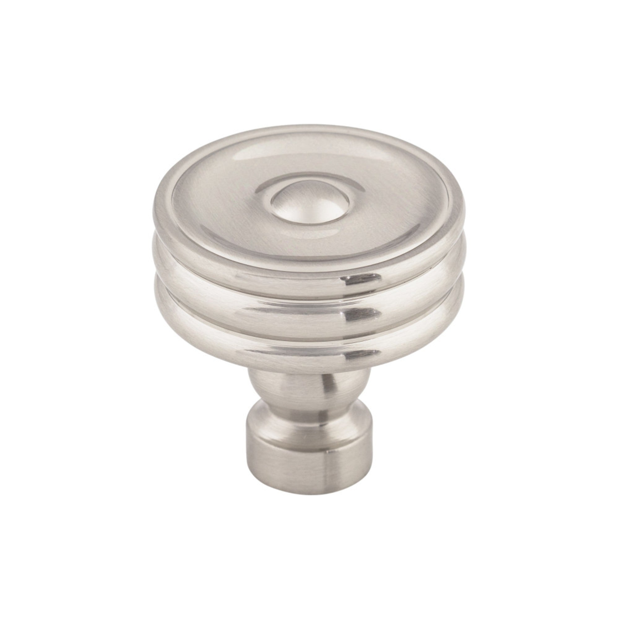 Brixton Ridged 1 1/4" Diameter Round Knob - Brushed Satin Nickel