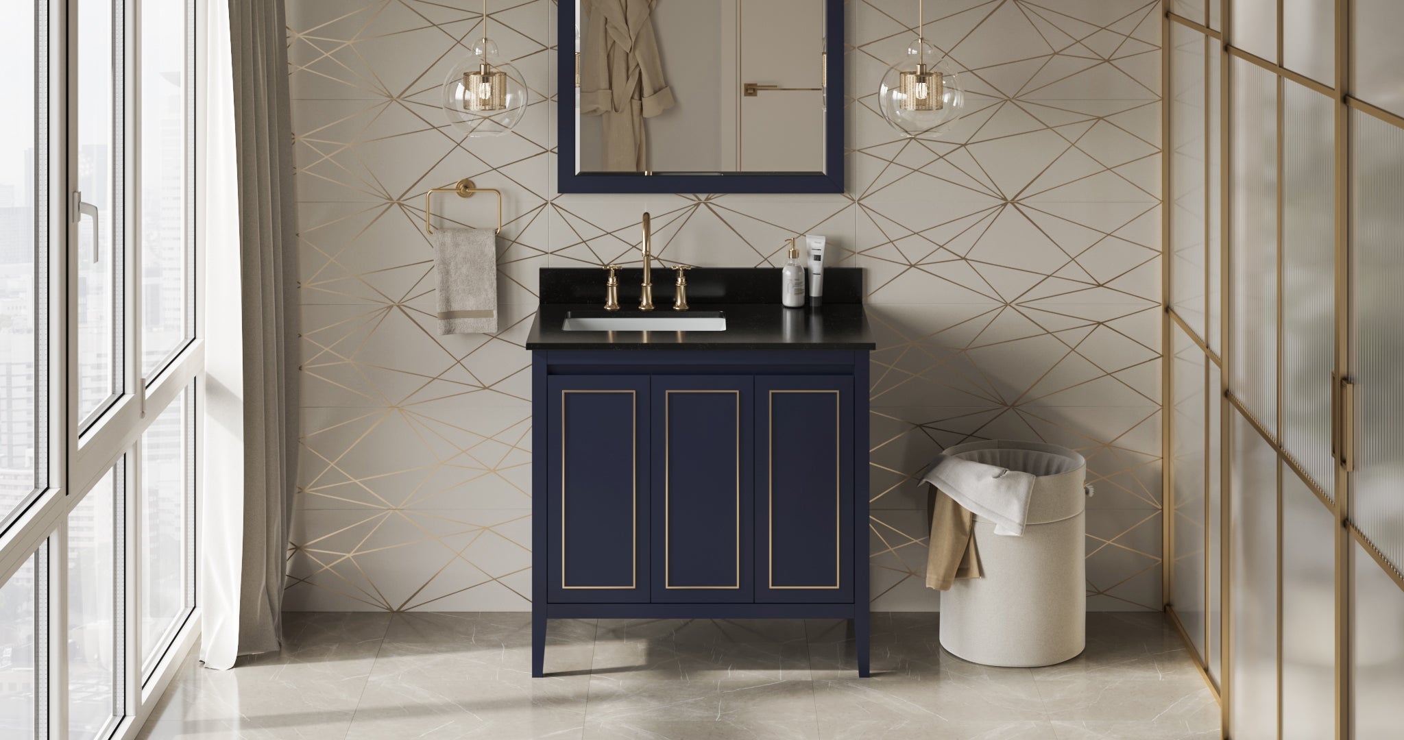 36" Percival Vanity – Left Offset – Hale Blue