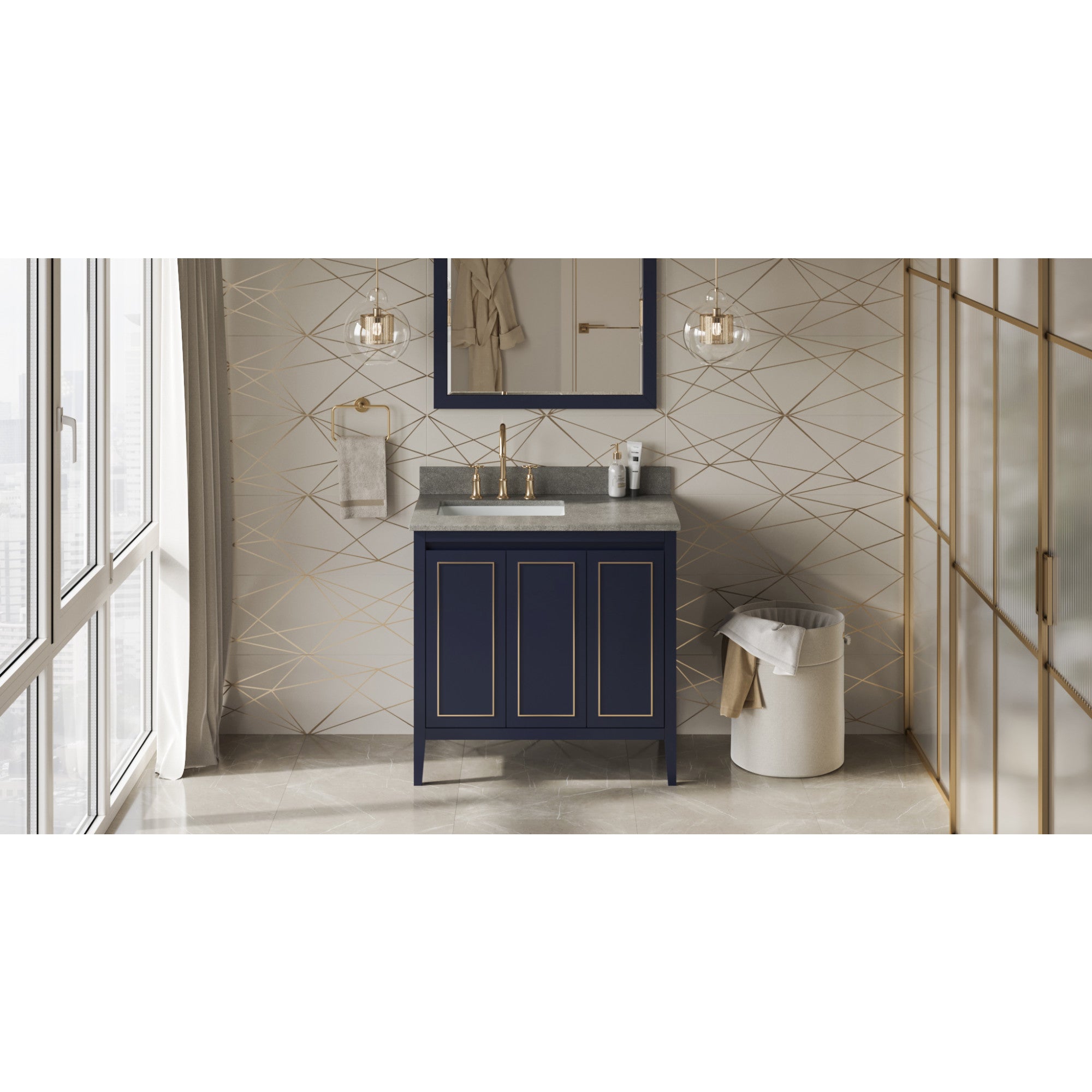 36" Percival Vanity – Left Offset – Hale Blue