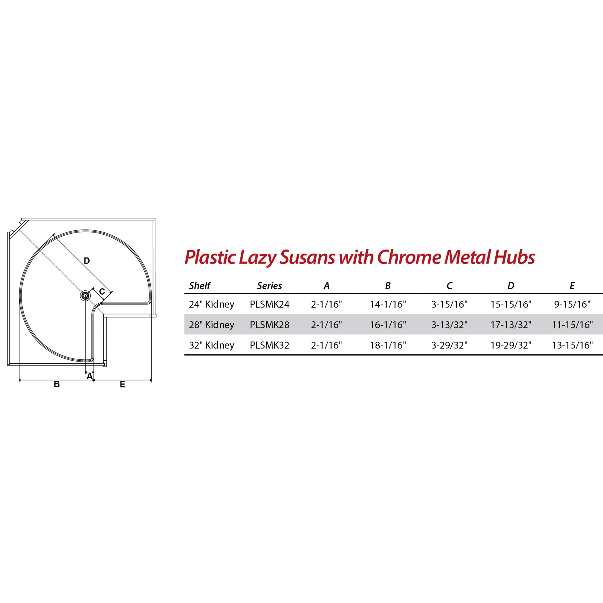 28" Kidney Two-Shelf Plastic Lazy Susan Set with Chrome Hubs