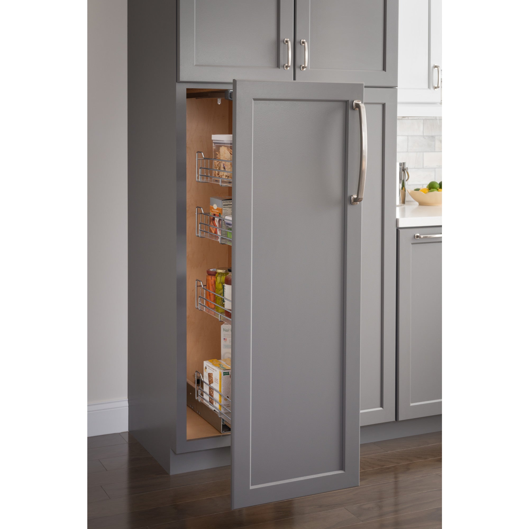12" Wide 74" Tall Chrome Wire Soft-close Pantry Swingout