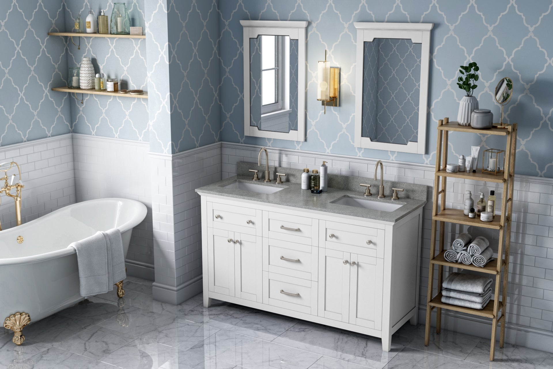 60" Chatham Vanity – Double Bowl – White