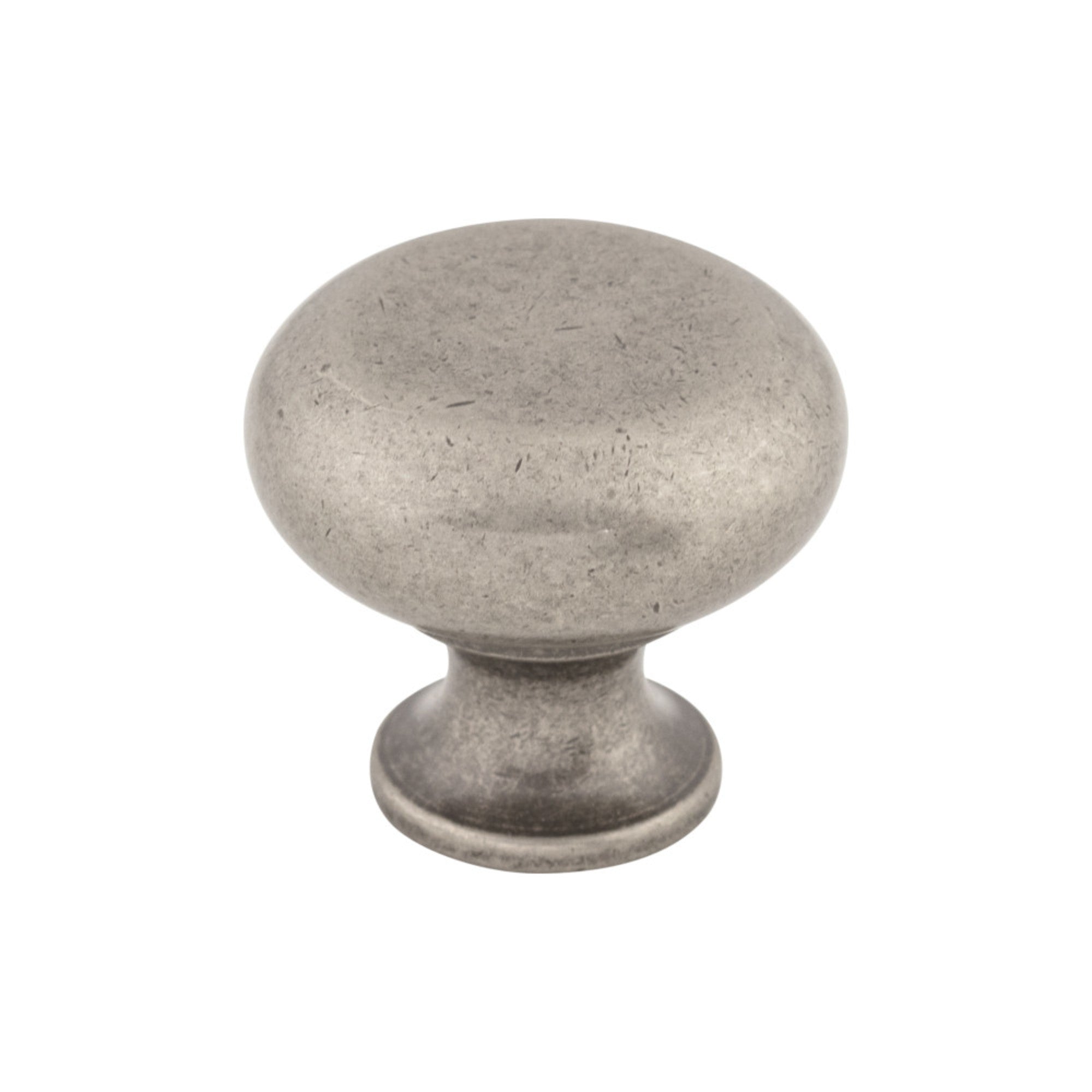 Flat Faced 1 1/4" Diameter Round Knob - Pewter Antique