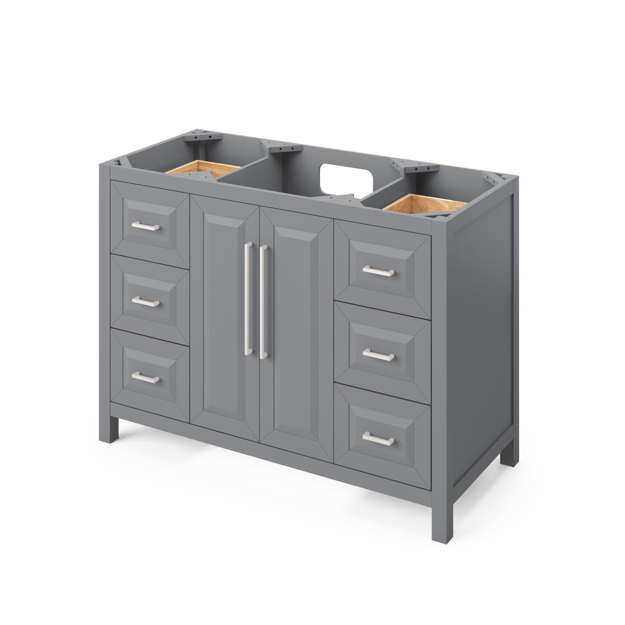 48" Grey Cade Vanity, Boulder Cultured Marble Vanity Top, undermount rectangle bowl