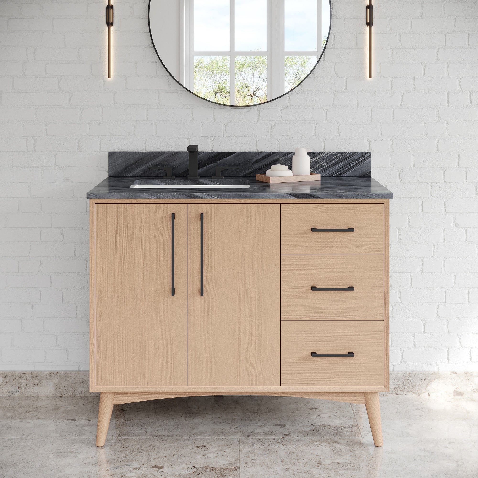 42" Dashwood Vanity – Left Offset – Natural Oak