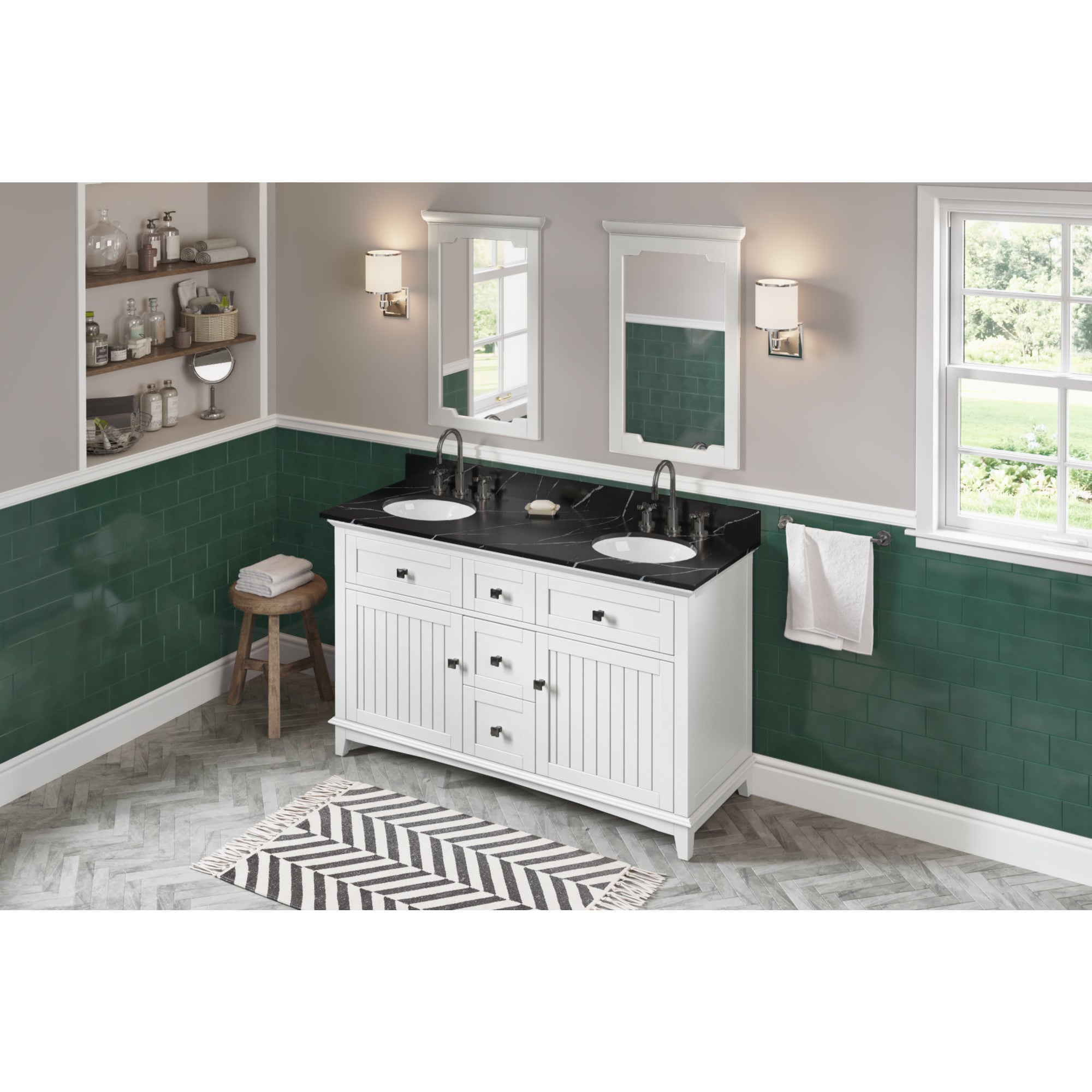 60" Savino Vanity – Double Bowl – White