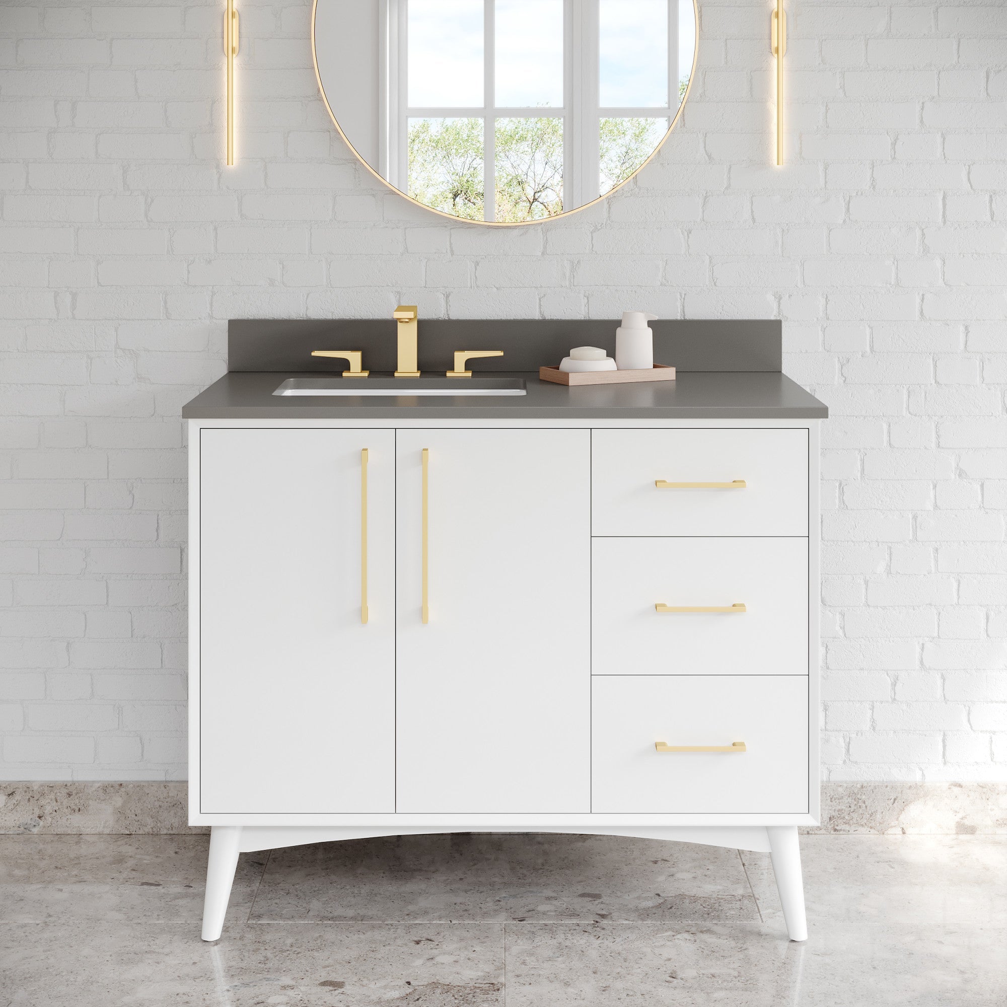 42" Dashwood Vanity – Left Offset – White