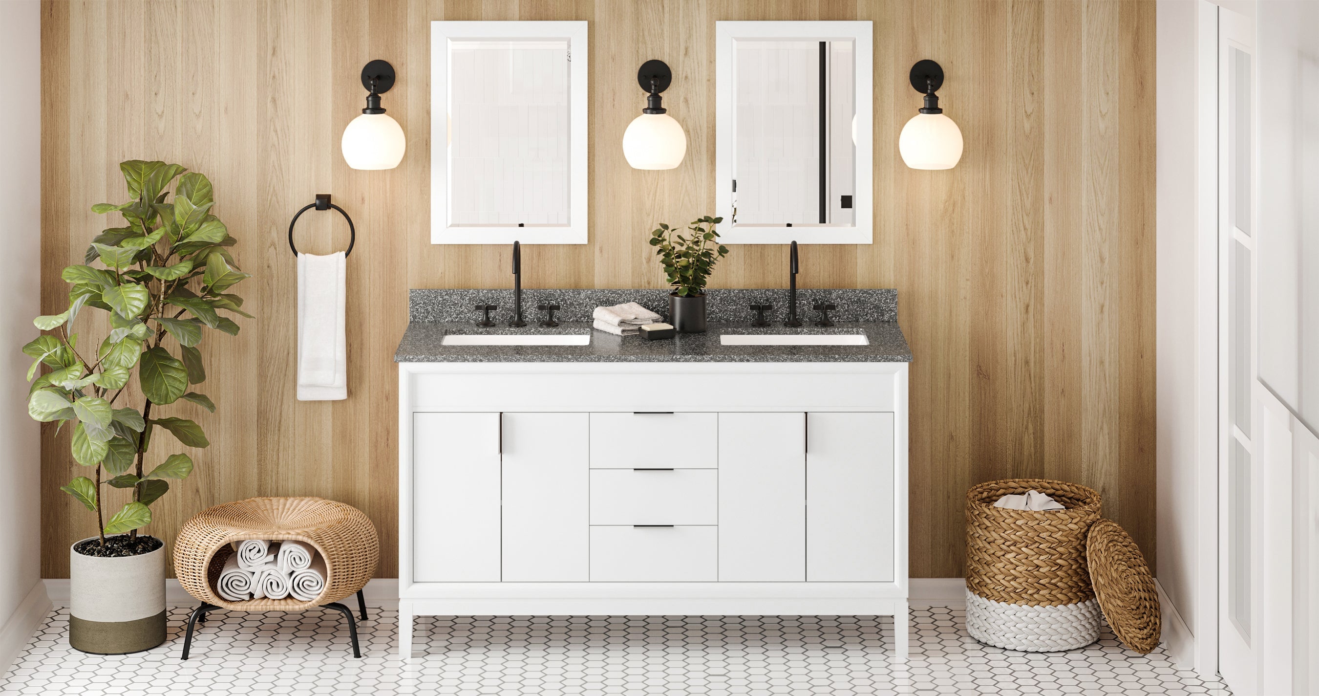60" Theodora Vanity – Double Bowl – White