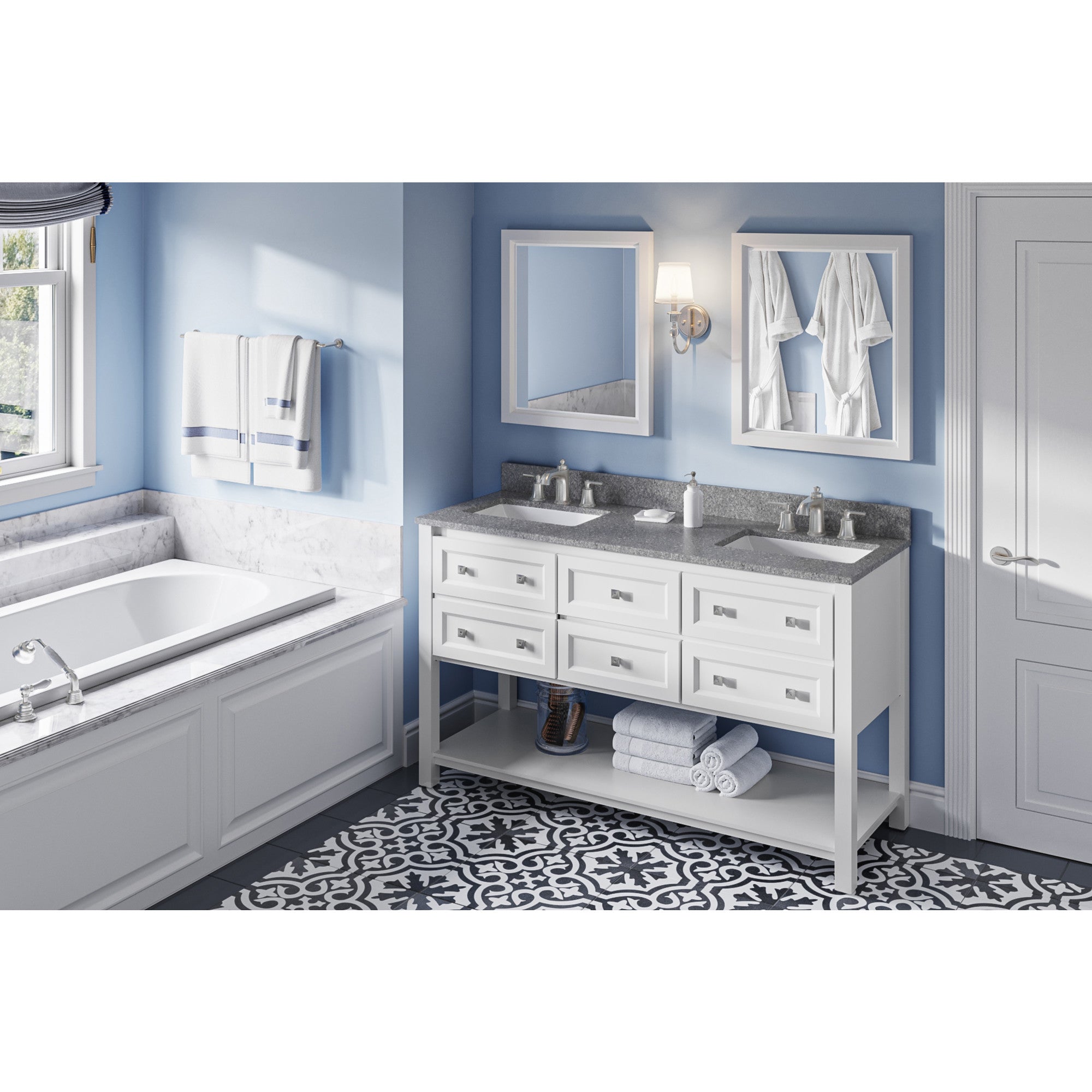 60" Adler Vanity – Double Bowl – White