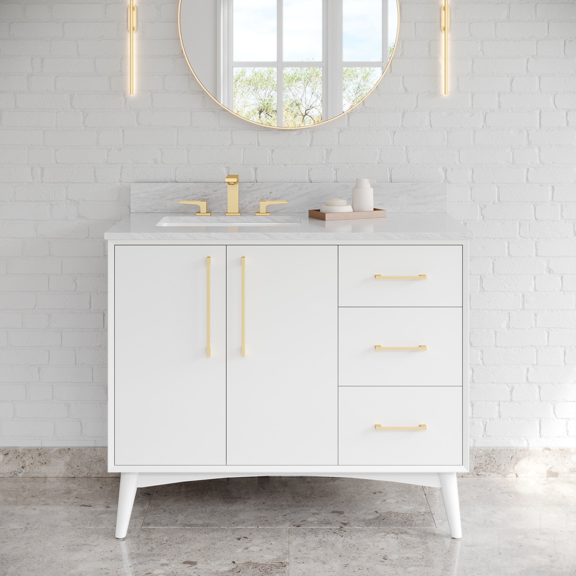 42" Dashwood Vanity – Left Offset – White