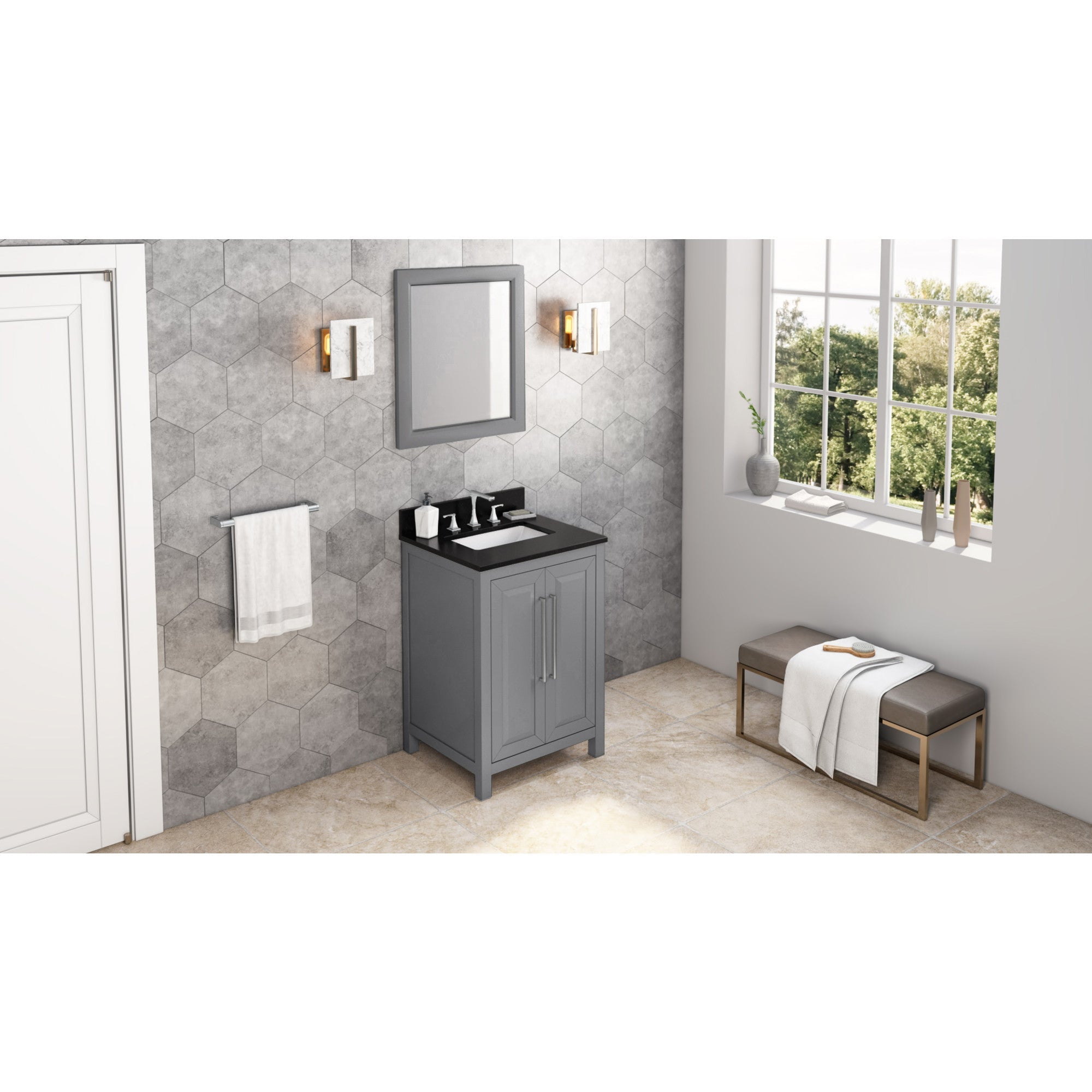 24" Cade Vanity - Grey - Black Granite
