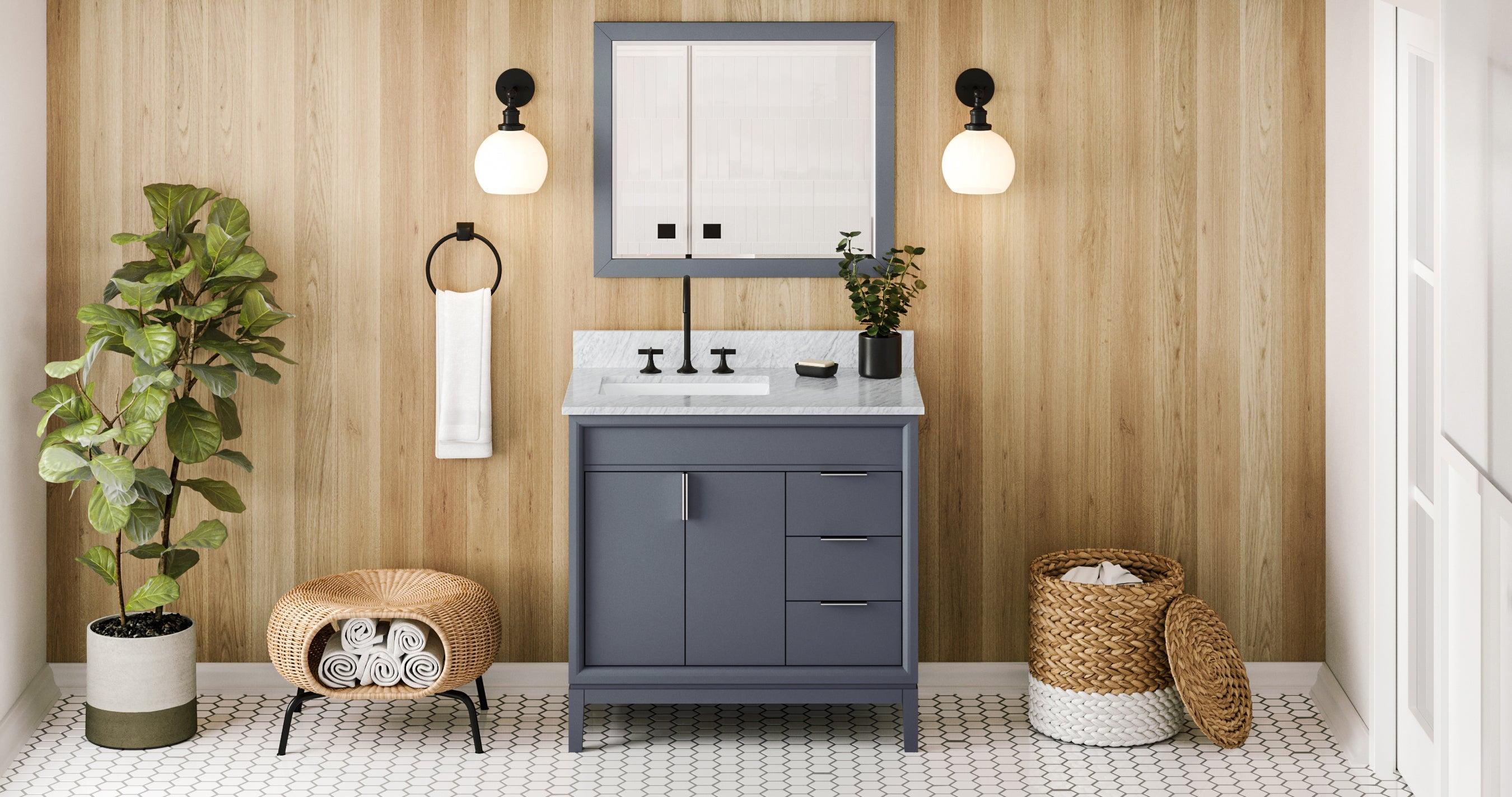 36" Theodora Vanity – Left Offset – Blue Steel