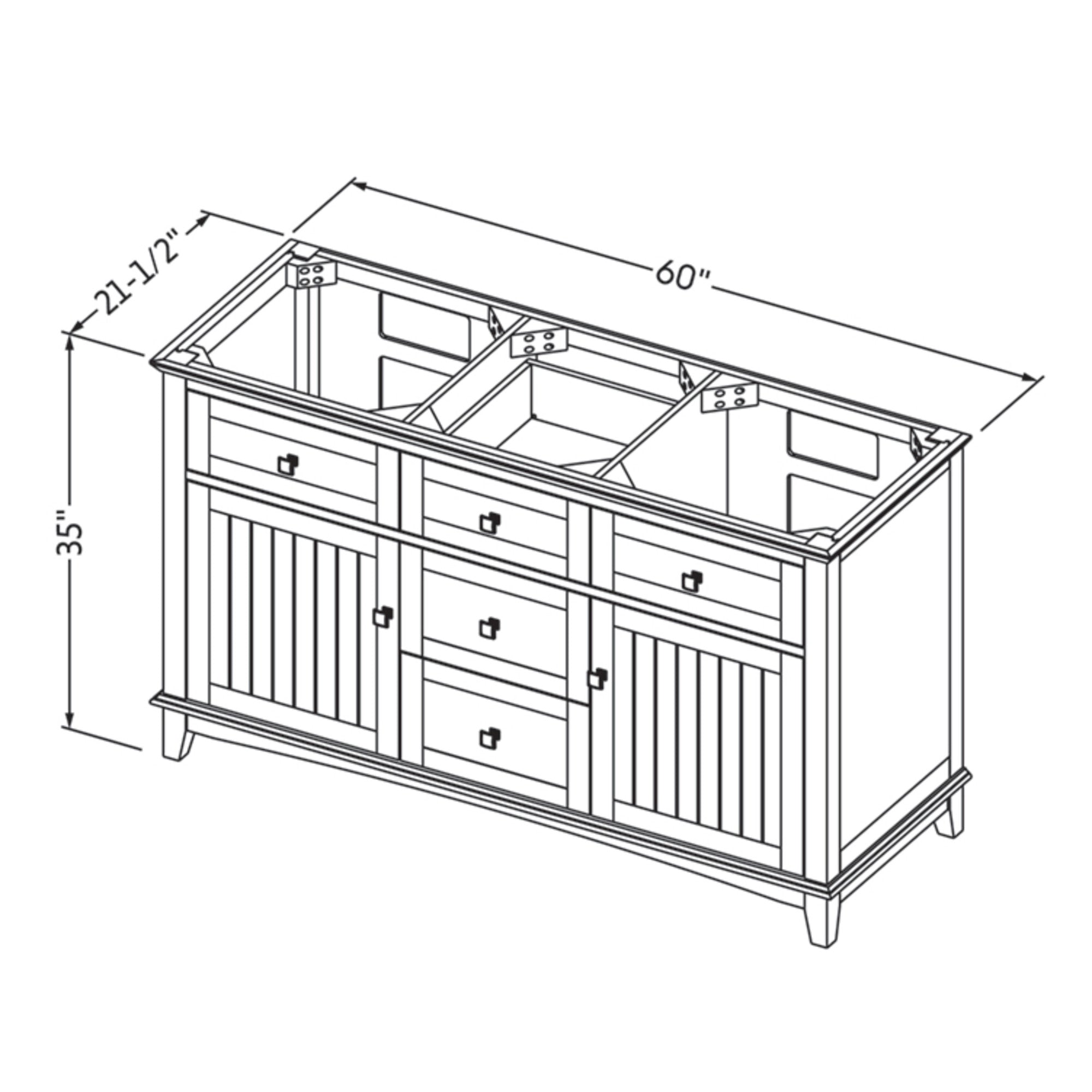60" Savino Vanity – Double Bowl – White