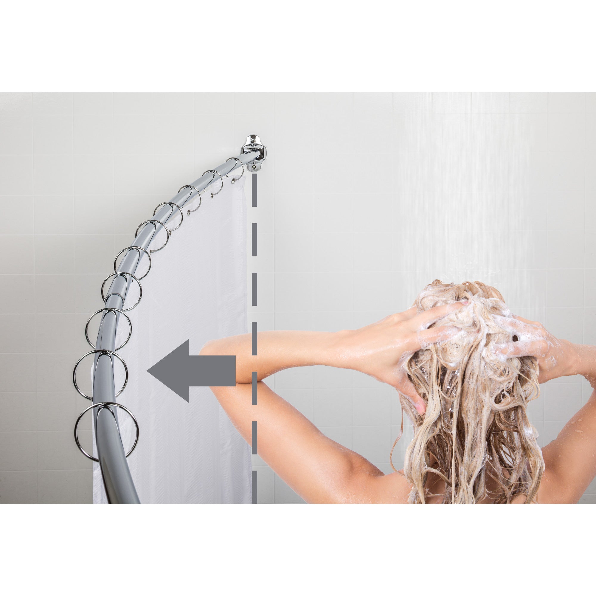 56"-72" Polished Chrome Adjustable Curved Shower Curtain Rod - Retail Packaged